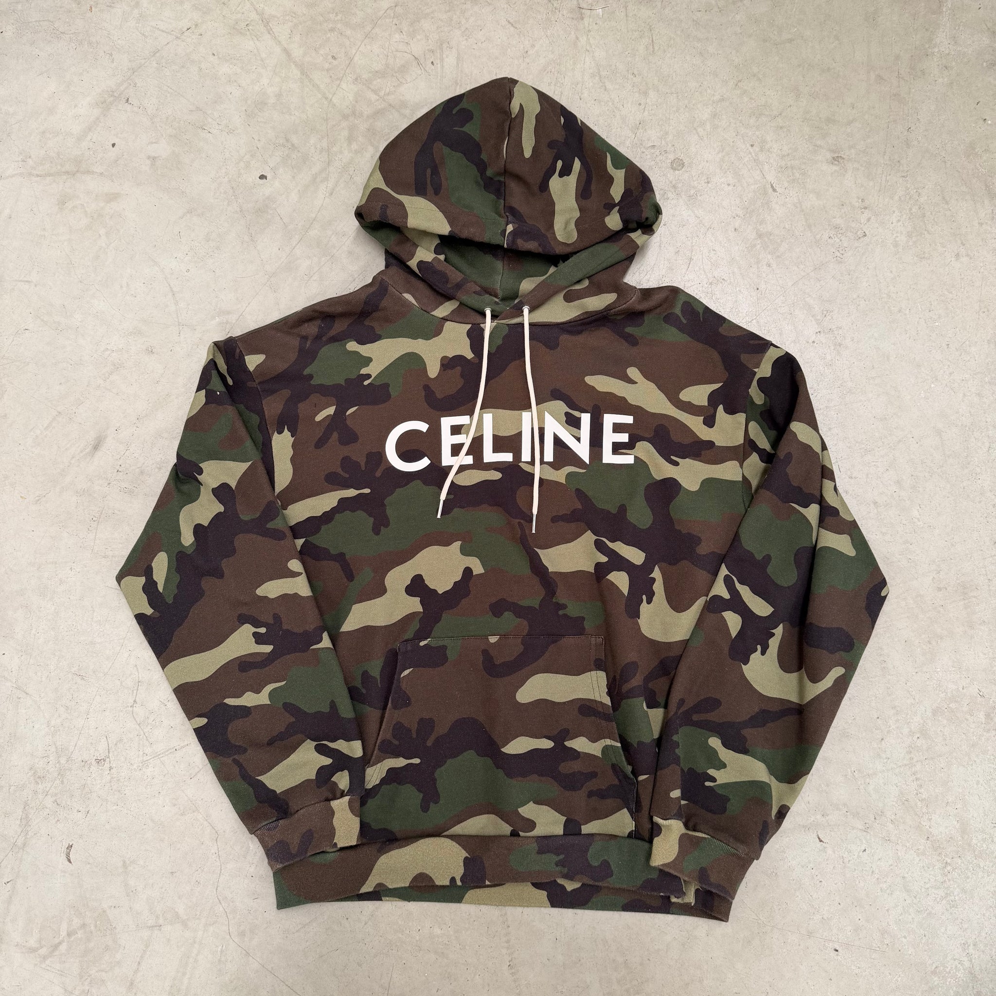 Celine Front Logo Hoodie Green Camo (Size L)