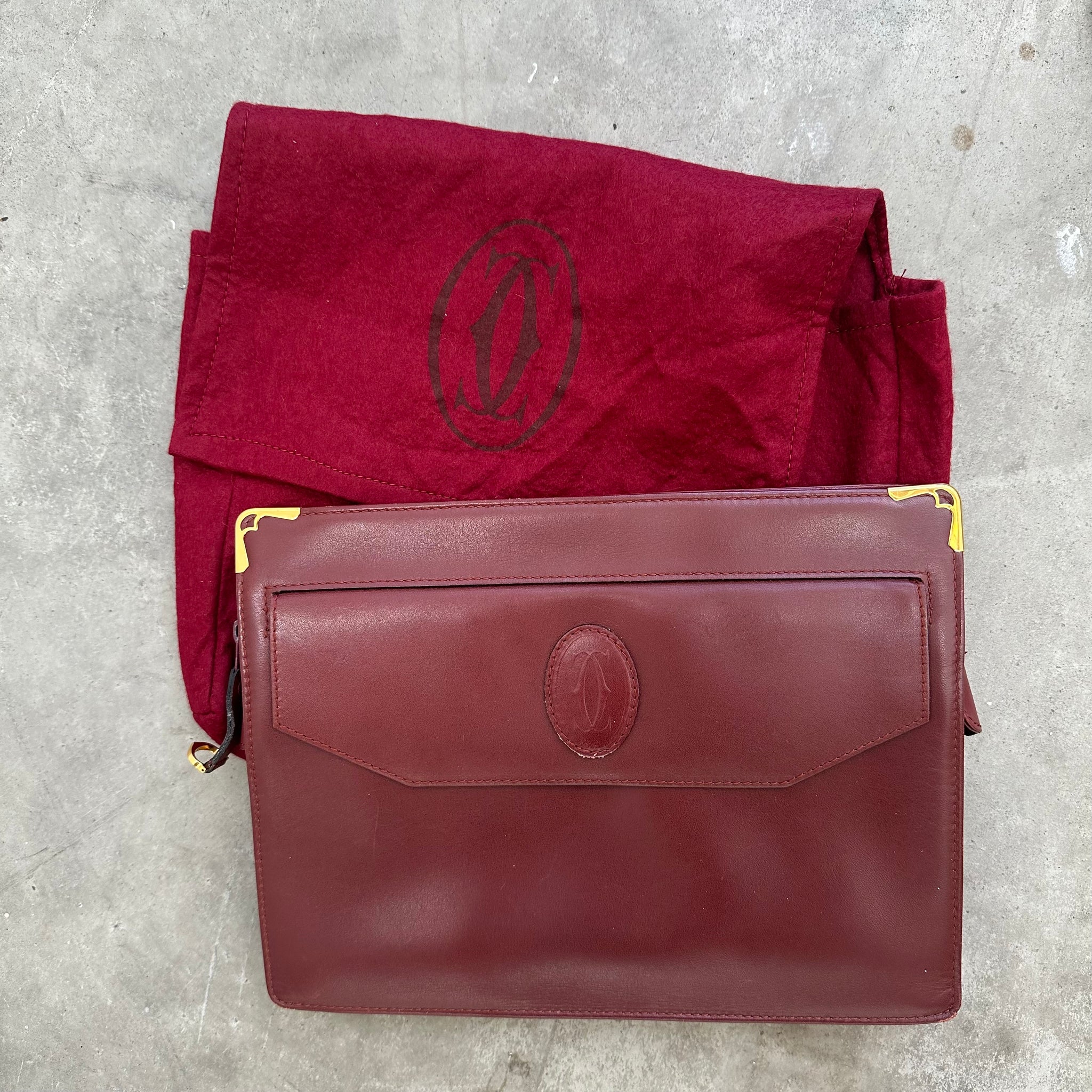 Cartier Vintage Leather Logo Clutch