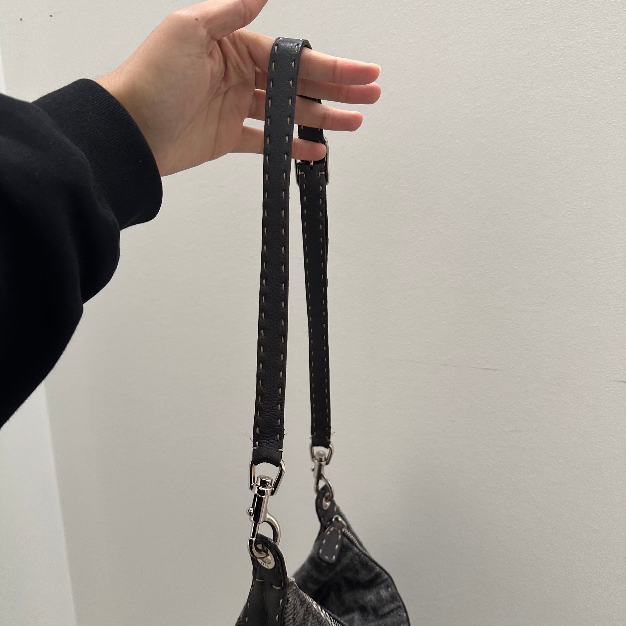 Fendi Wool Material Grey Crossbody Bag