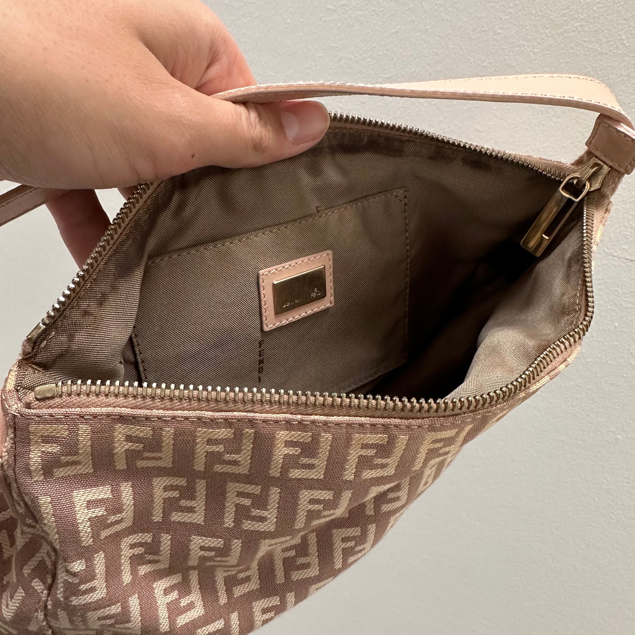 Fendi Pochette Shoulder Bag Pink Canvas