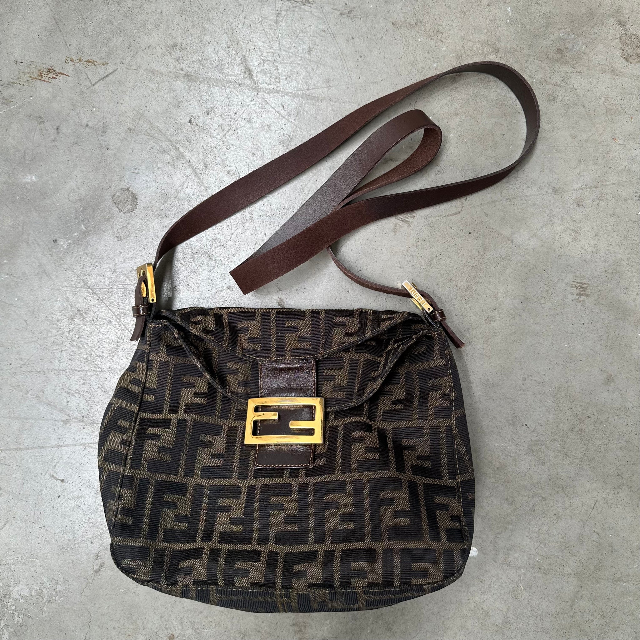 Fendi Zucca Baguette with Gold Hardware
