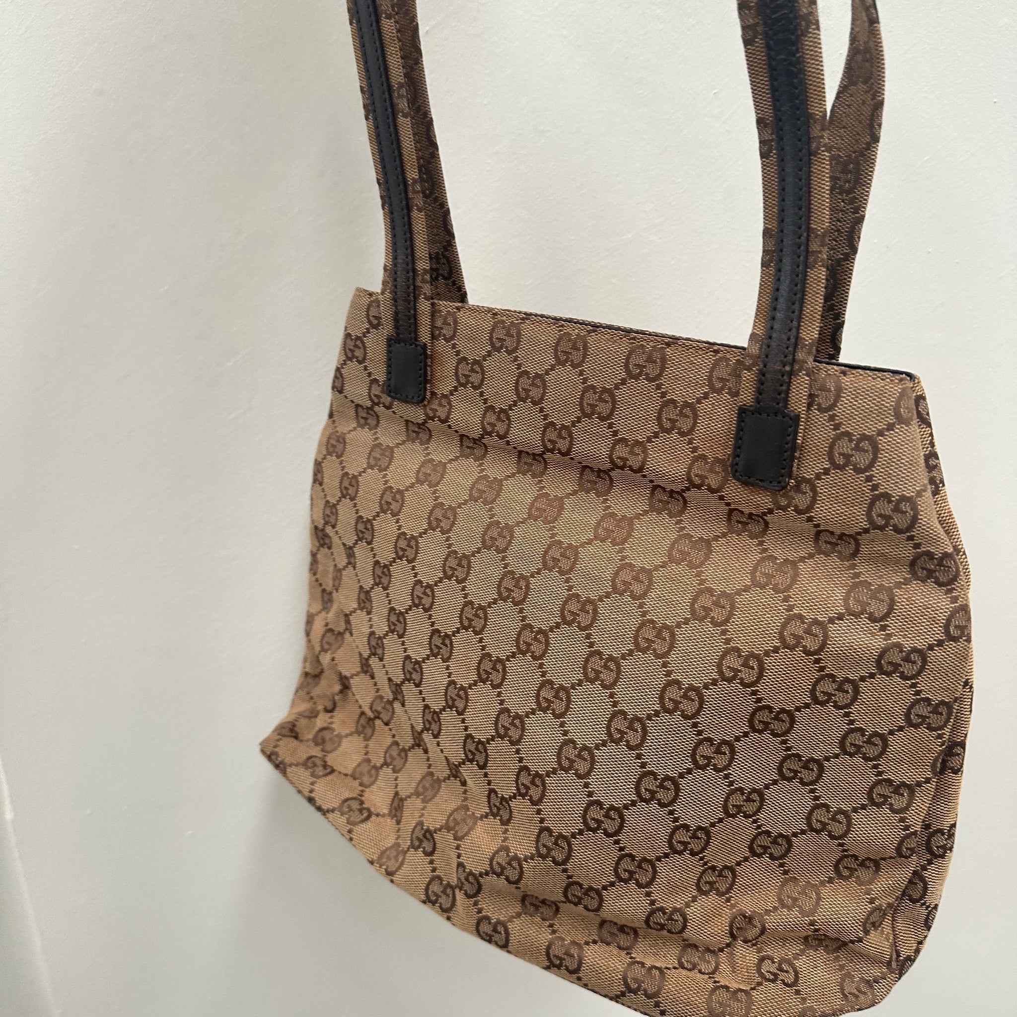 Gucci GG Print Double Pocket Tote / Shoulder Bag