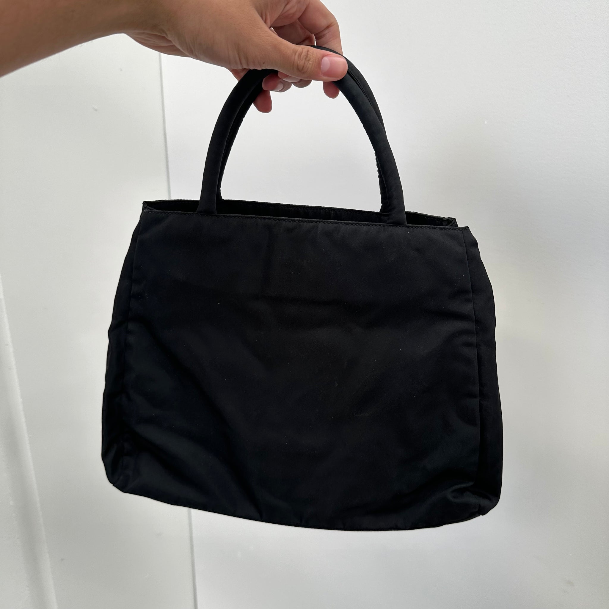 Prada Black Nylon Top Handle Hand Bag