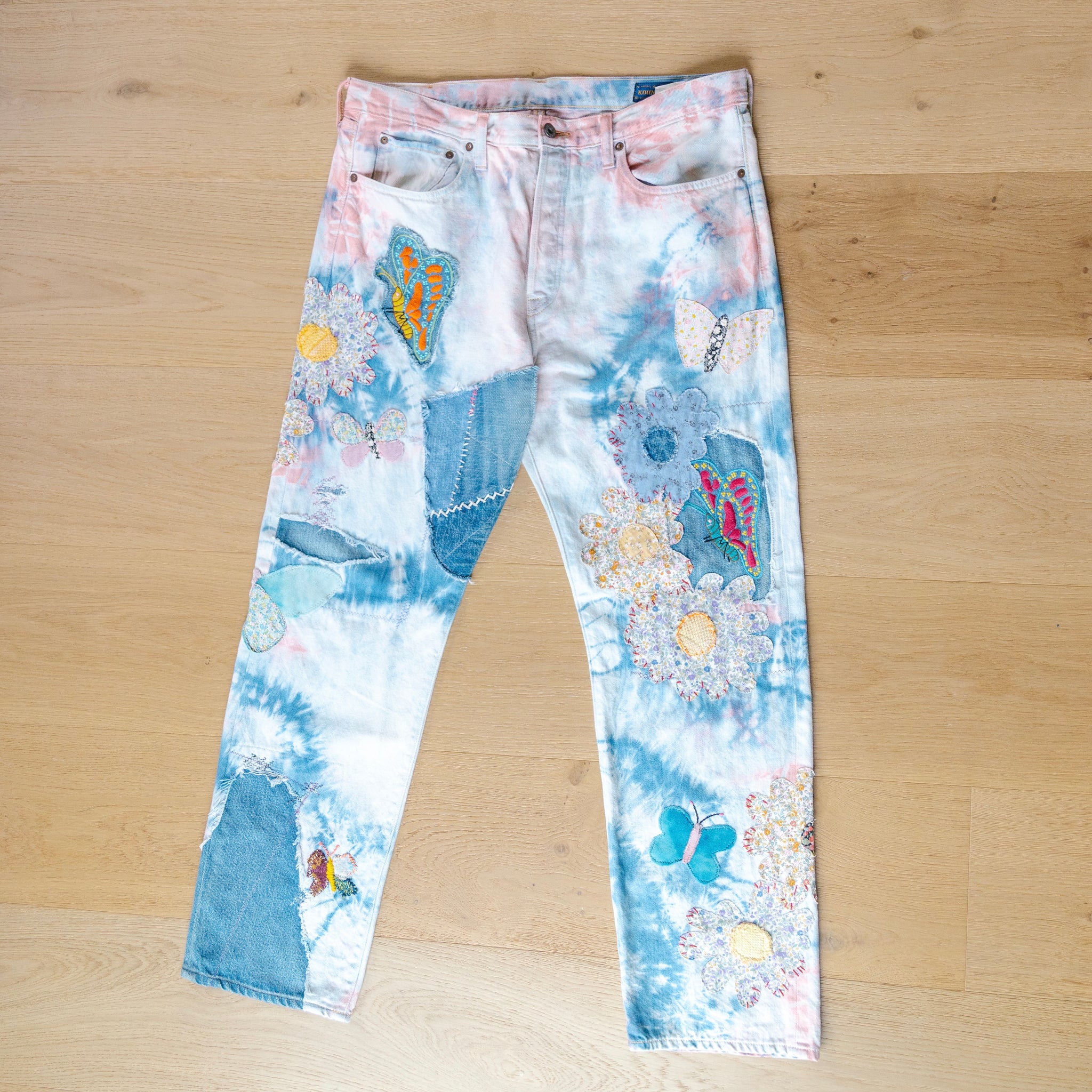 Kapital 12.5OZ Papillon Flared Tie Dye Jeans (Size 38)
