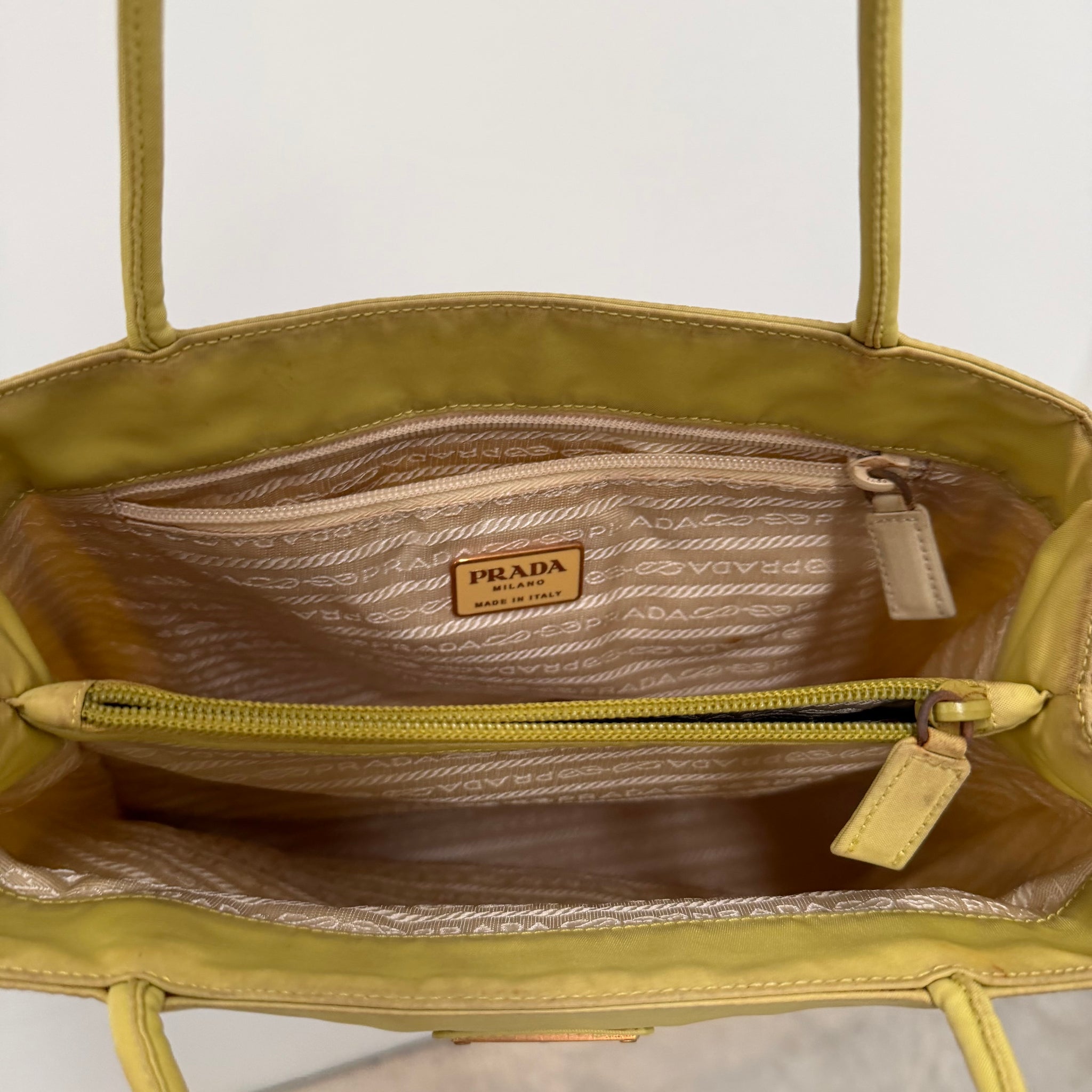 Prada Yellow Nylon Tote Bag