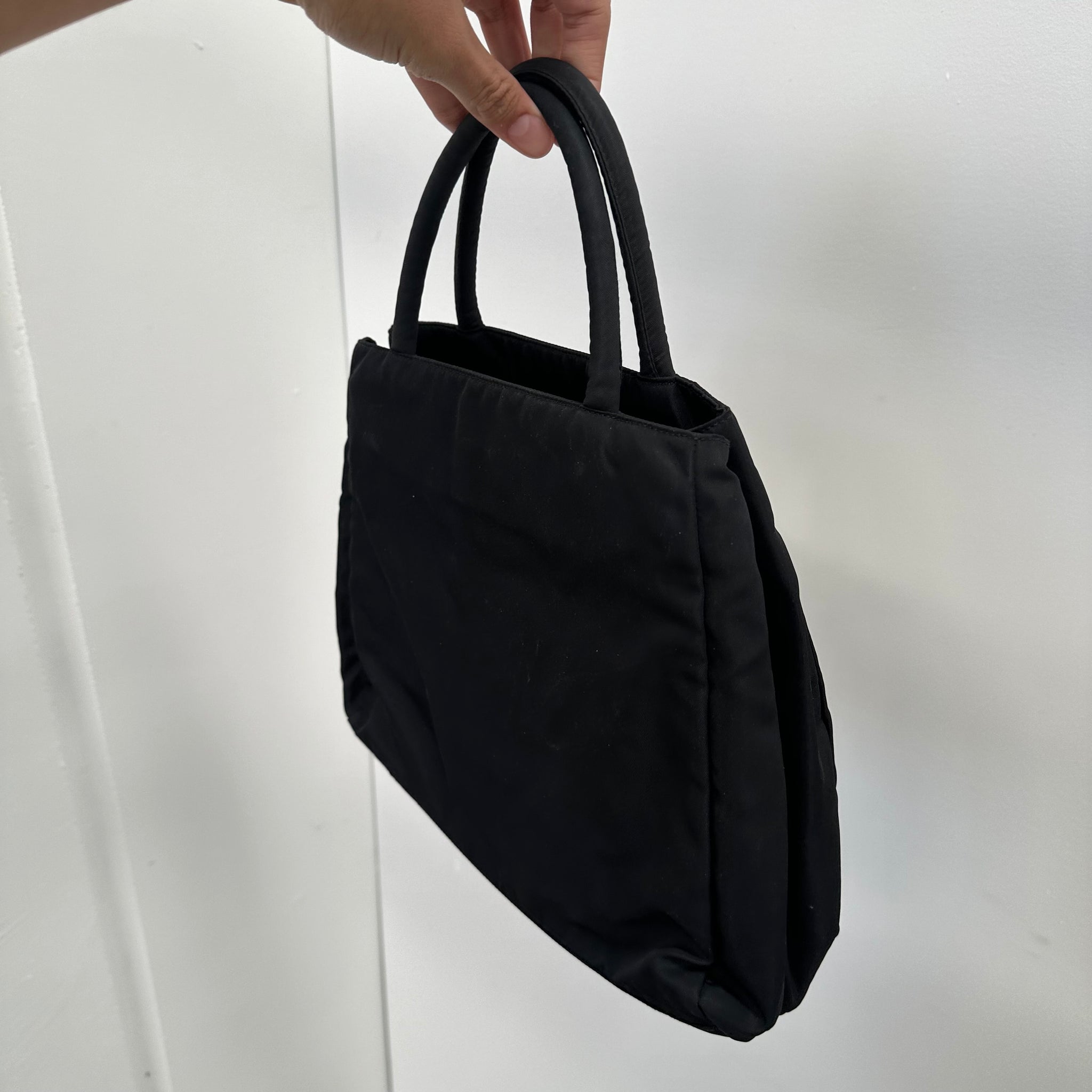 Prada Black Nylon Top Handle Hand Bag