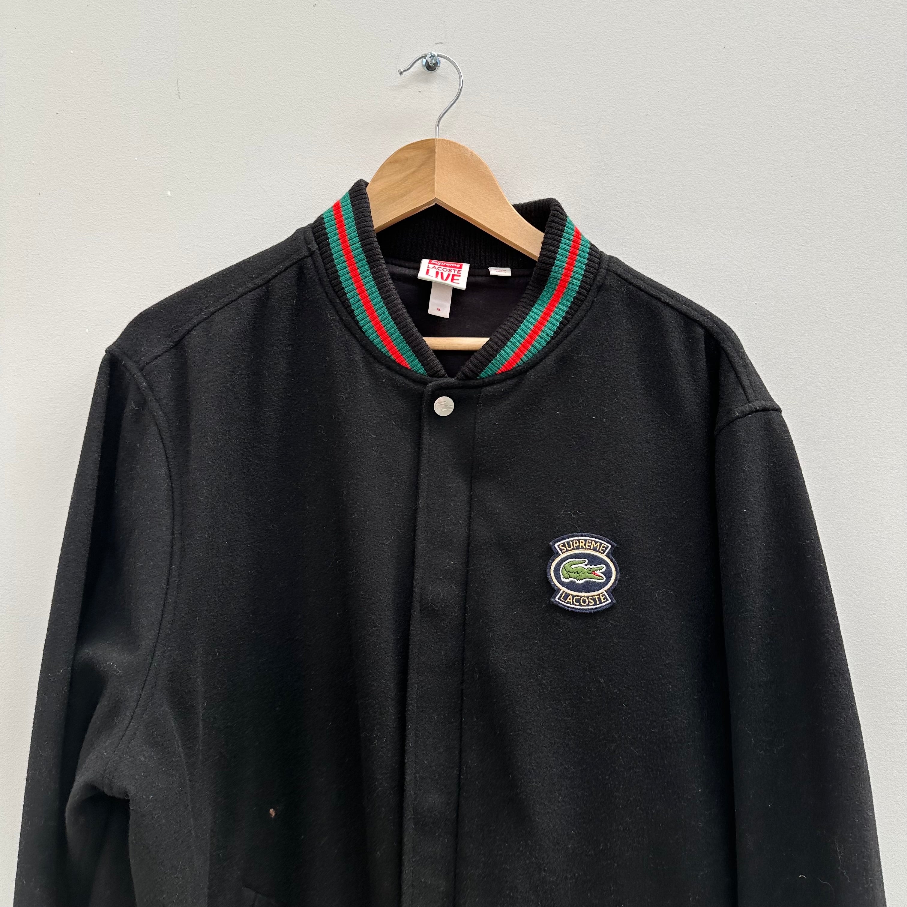 Supreme x Lacoste Wool Varsity Jacket Black (Size XL) – Curated by 
