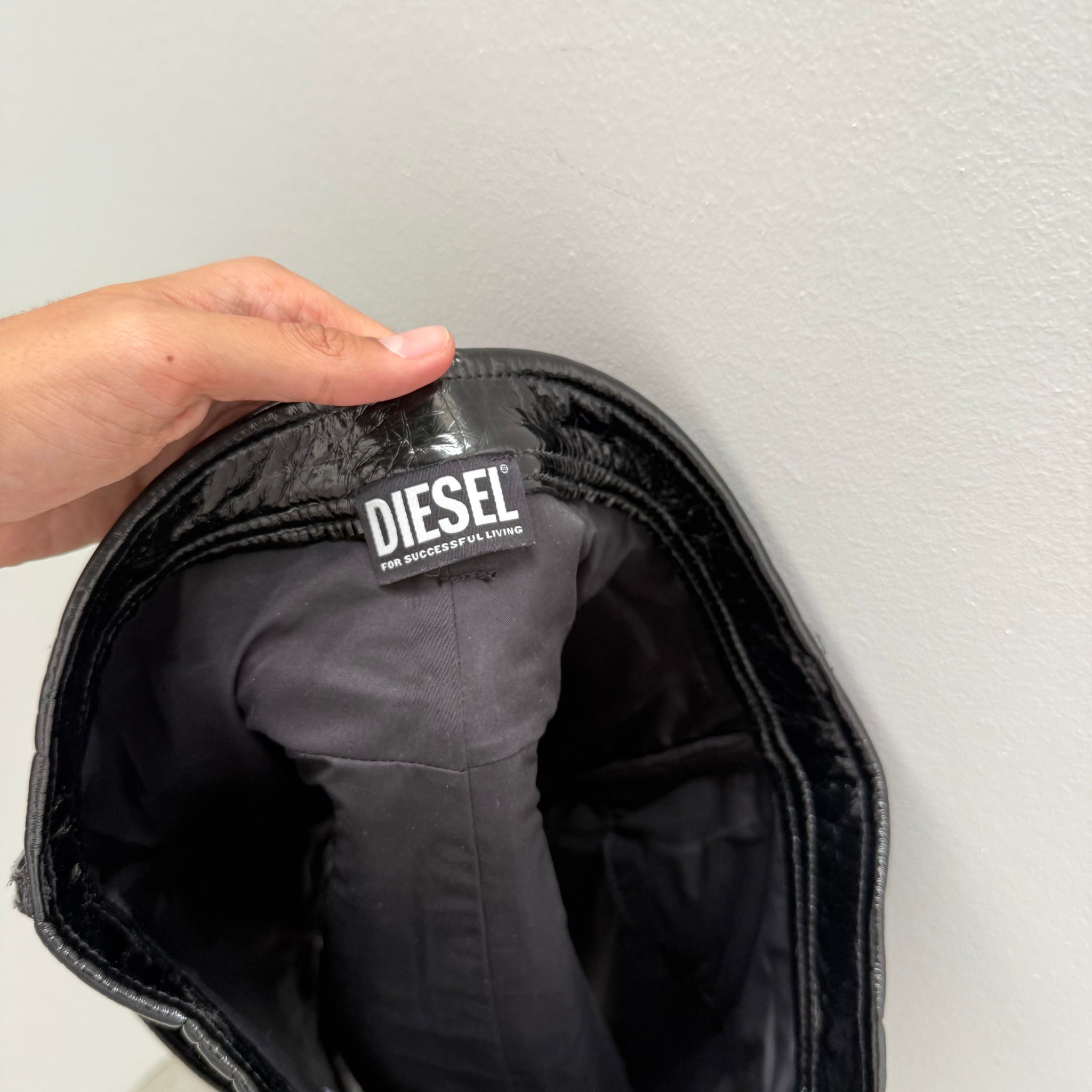Diesel Leather Logo Detail Skirt (Size 27)