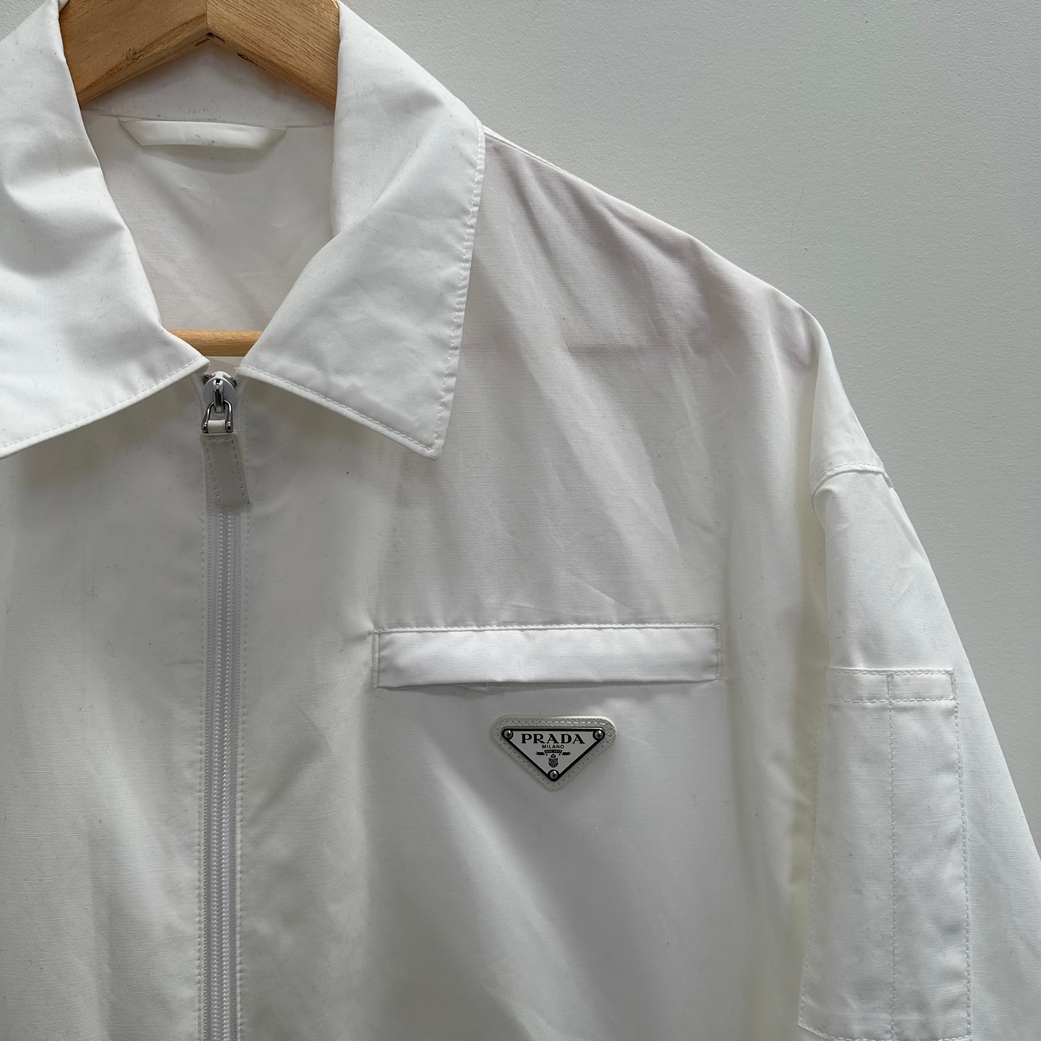 Prada White Nylon Zip Up Jacket (Size S)