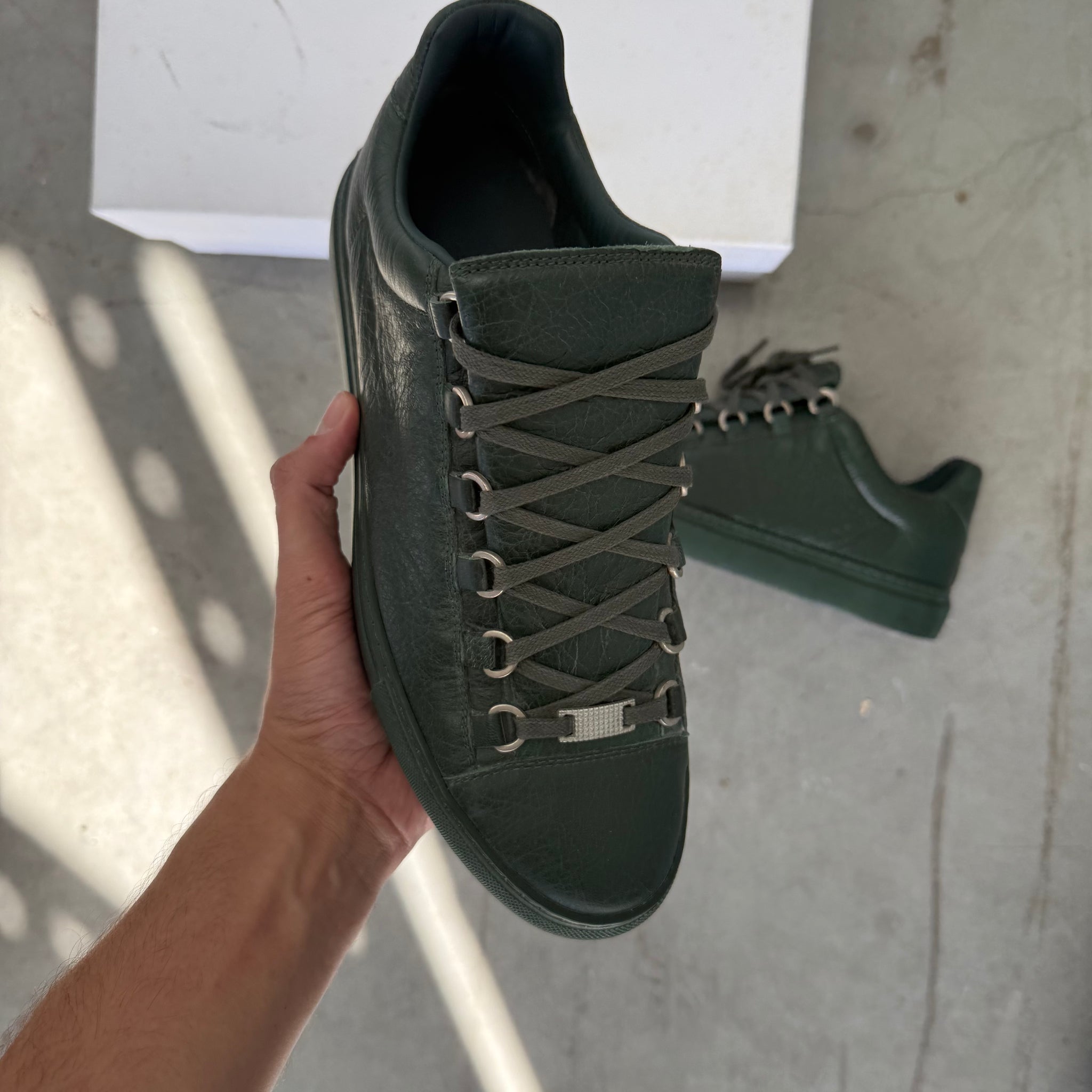 Balenciaga Arena Leather Low Sneaker Dark Green (EU41/US8)