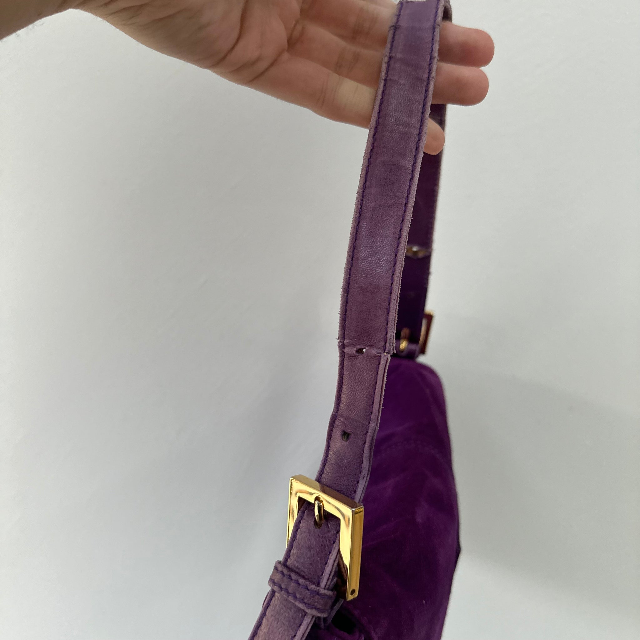 Fendi Purple Suede Baguette Bag