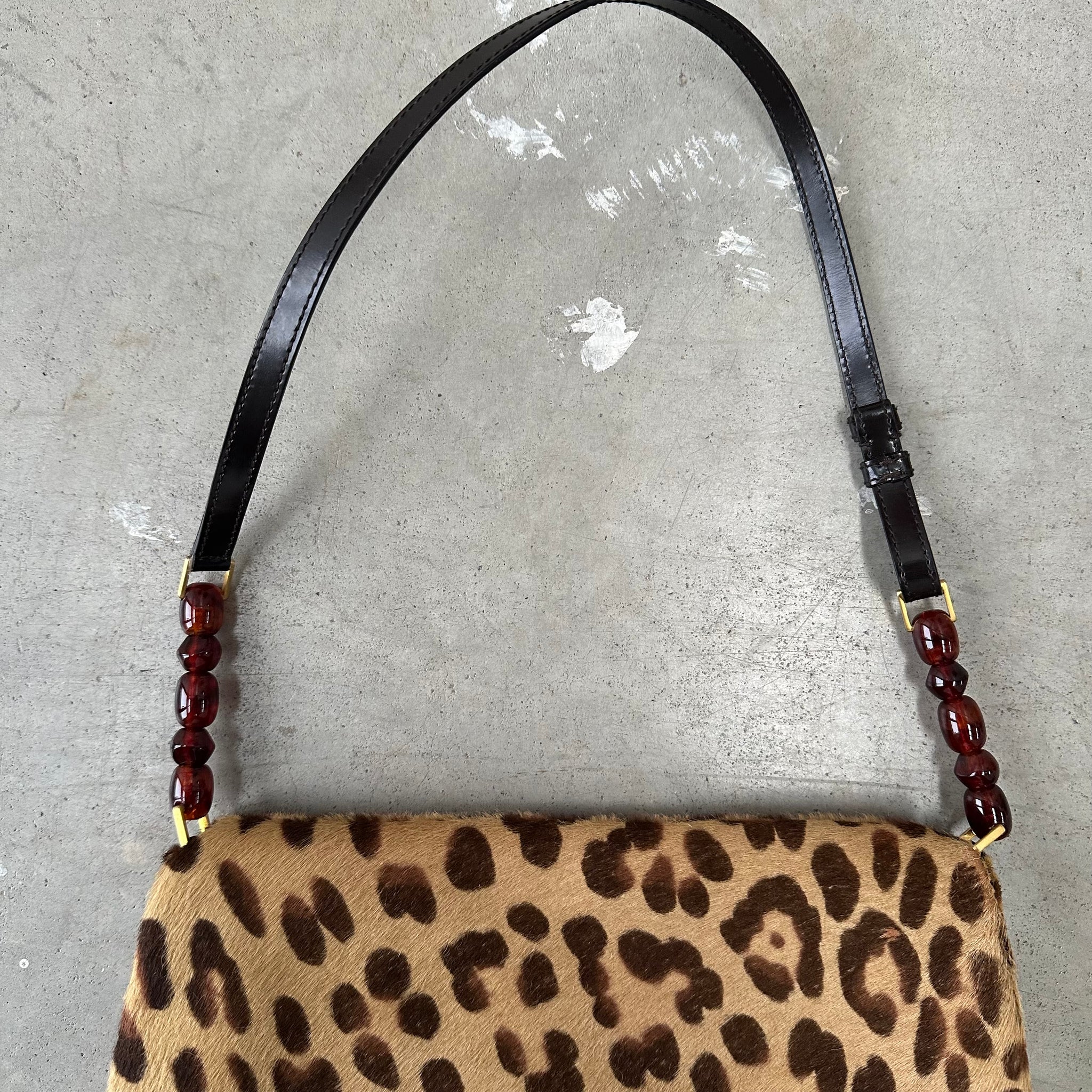 Dior Vintage Leopard Print Pony Hair Malice Bag (2000)