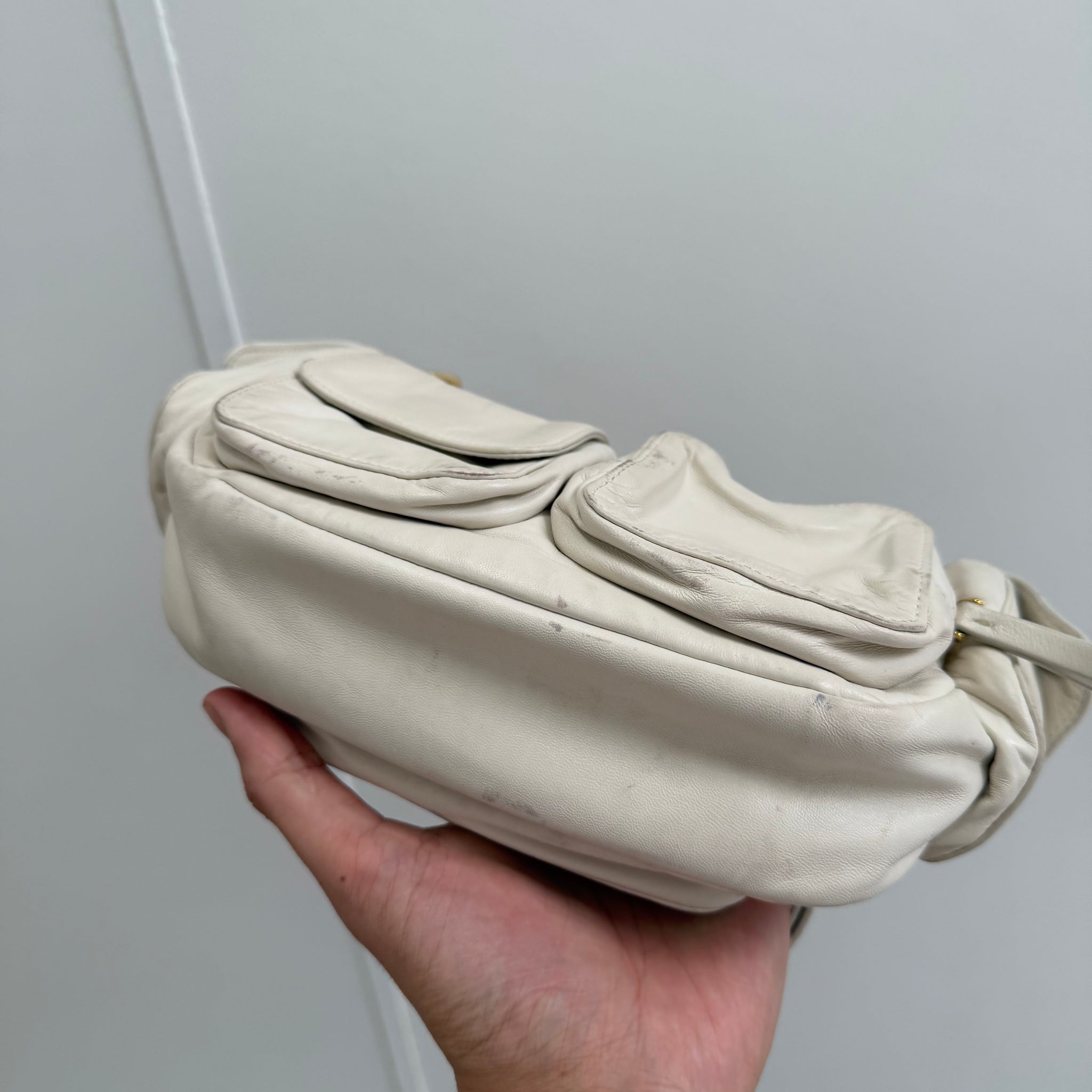 Miu Miu White Nappa Leather Pocket Bag
