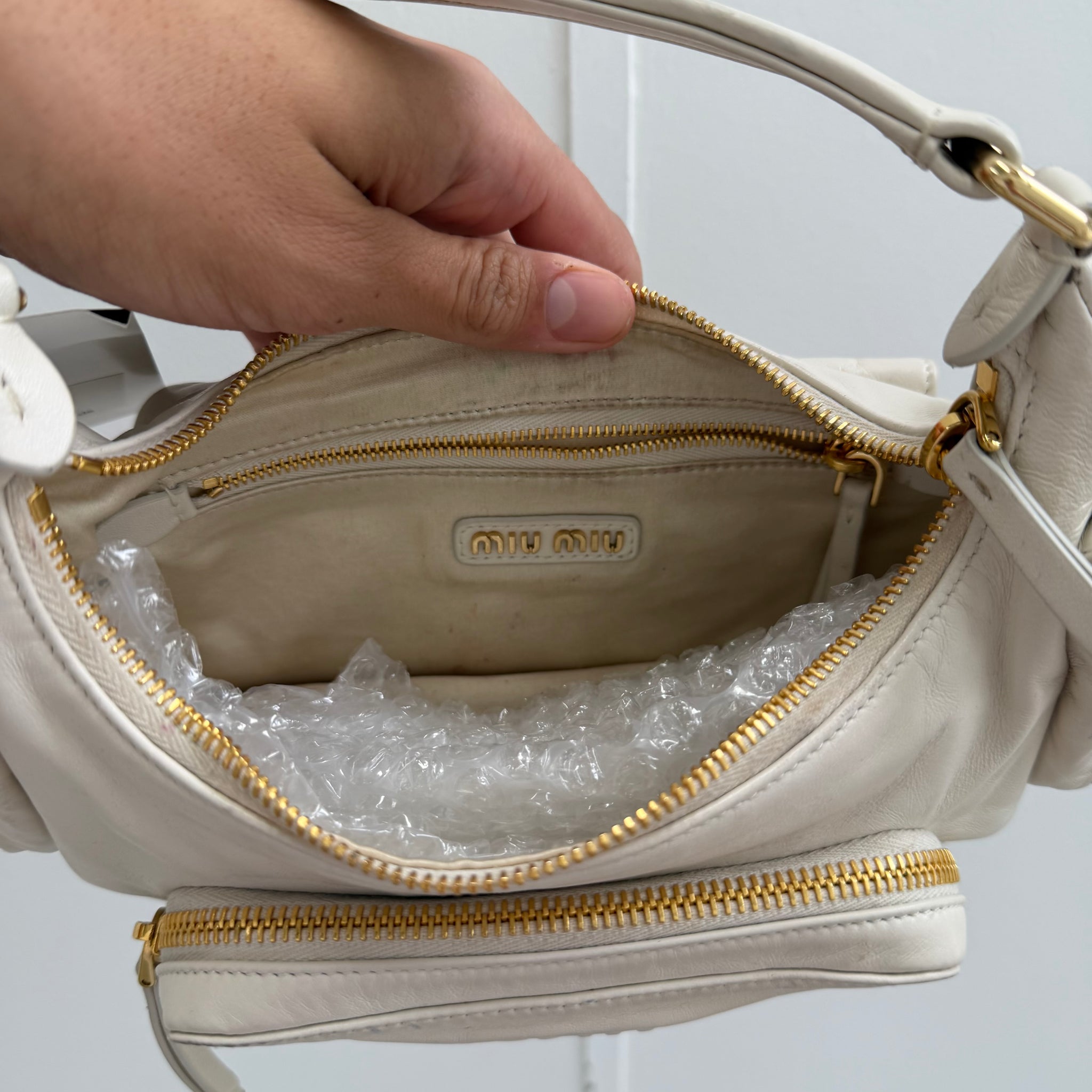 Miu Miu White Nappa Leather Pocket Bag