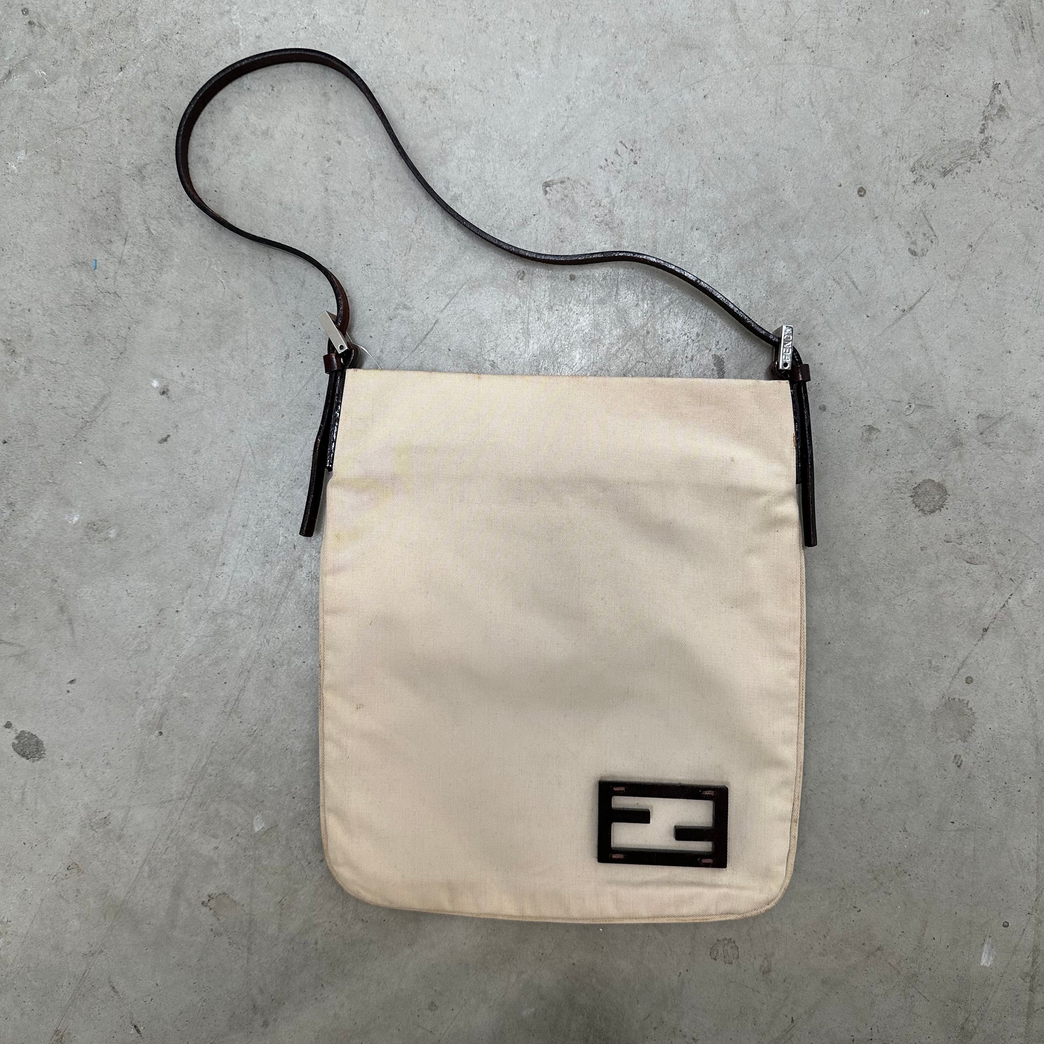 Fendi Corner Logo White Shoulder Bag
