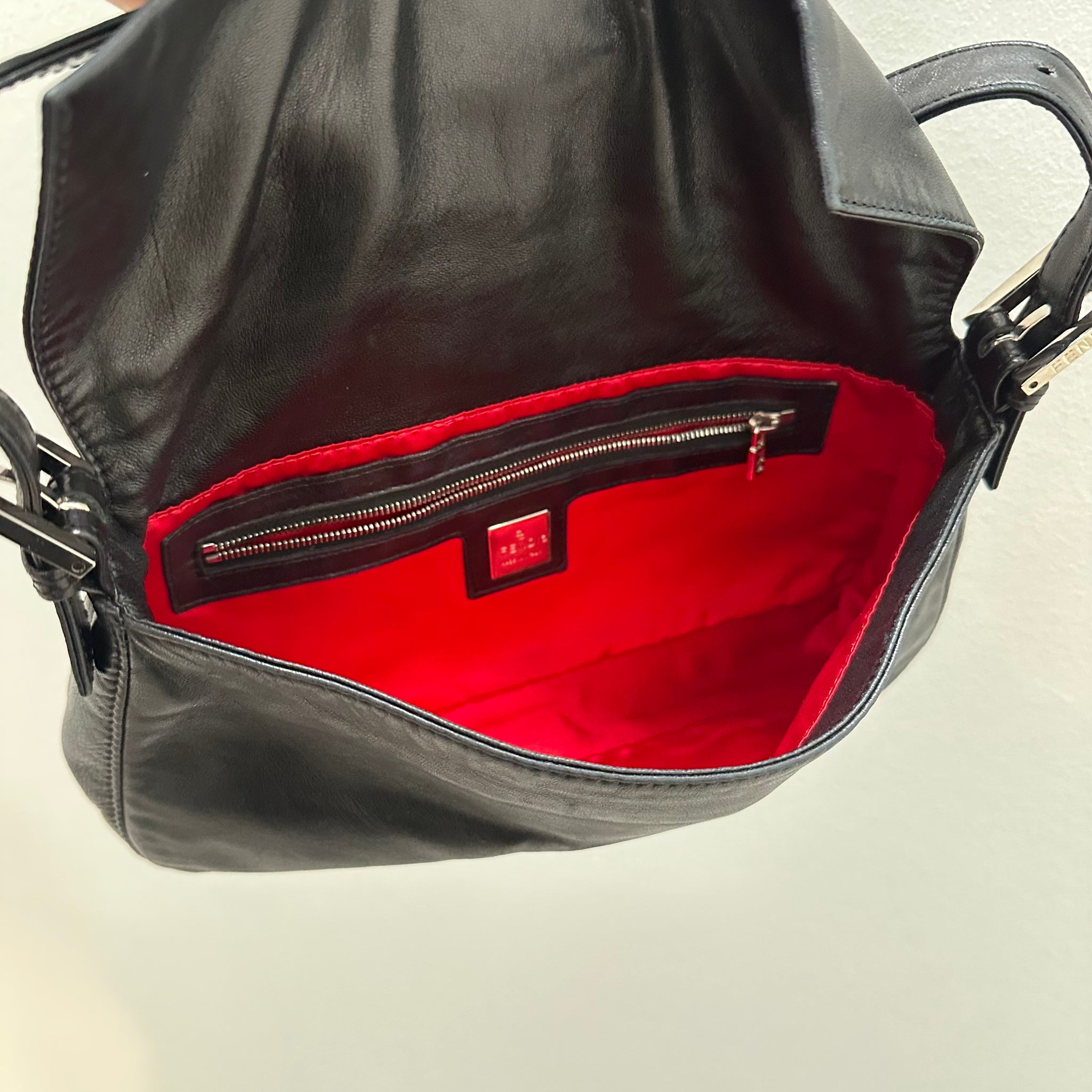 Fendi Black Baguette Shoulder Bag Nappa Leather