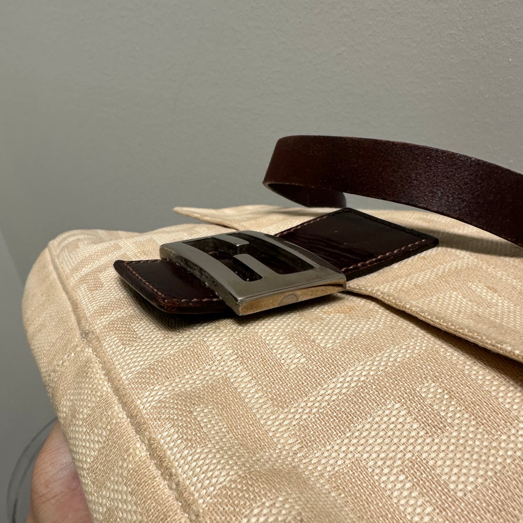 Fendi Cream Baguette Shoulder Bag