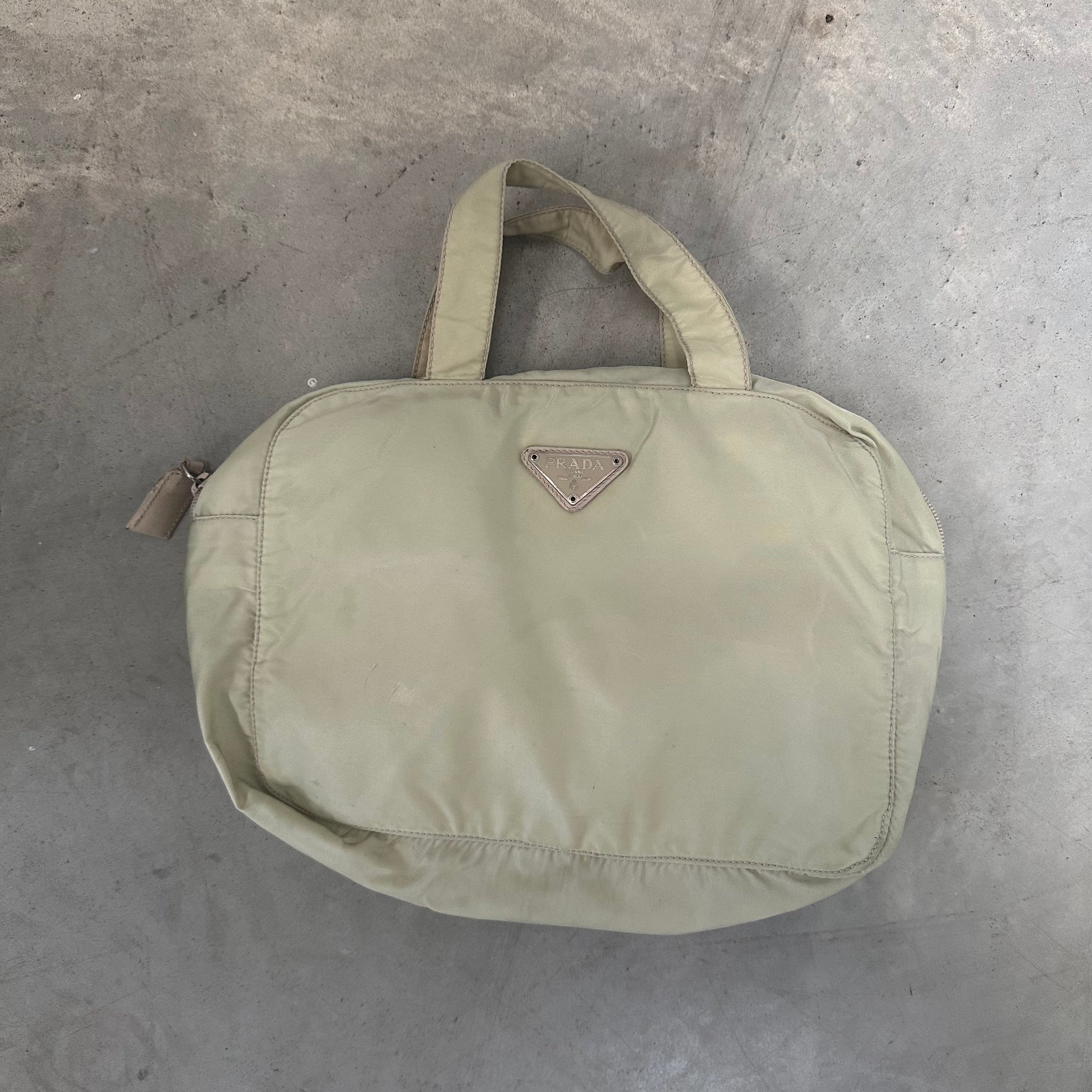 Prada Short Strap Nylon Cream Hand Bag