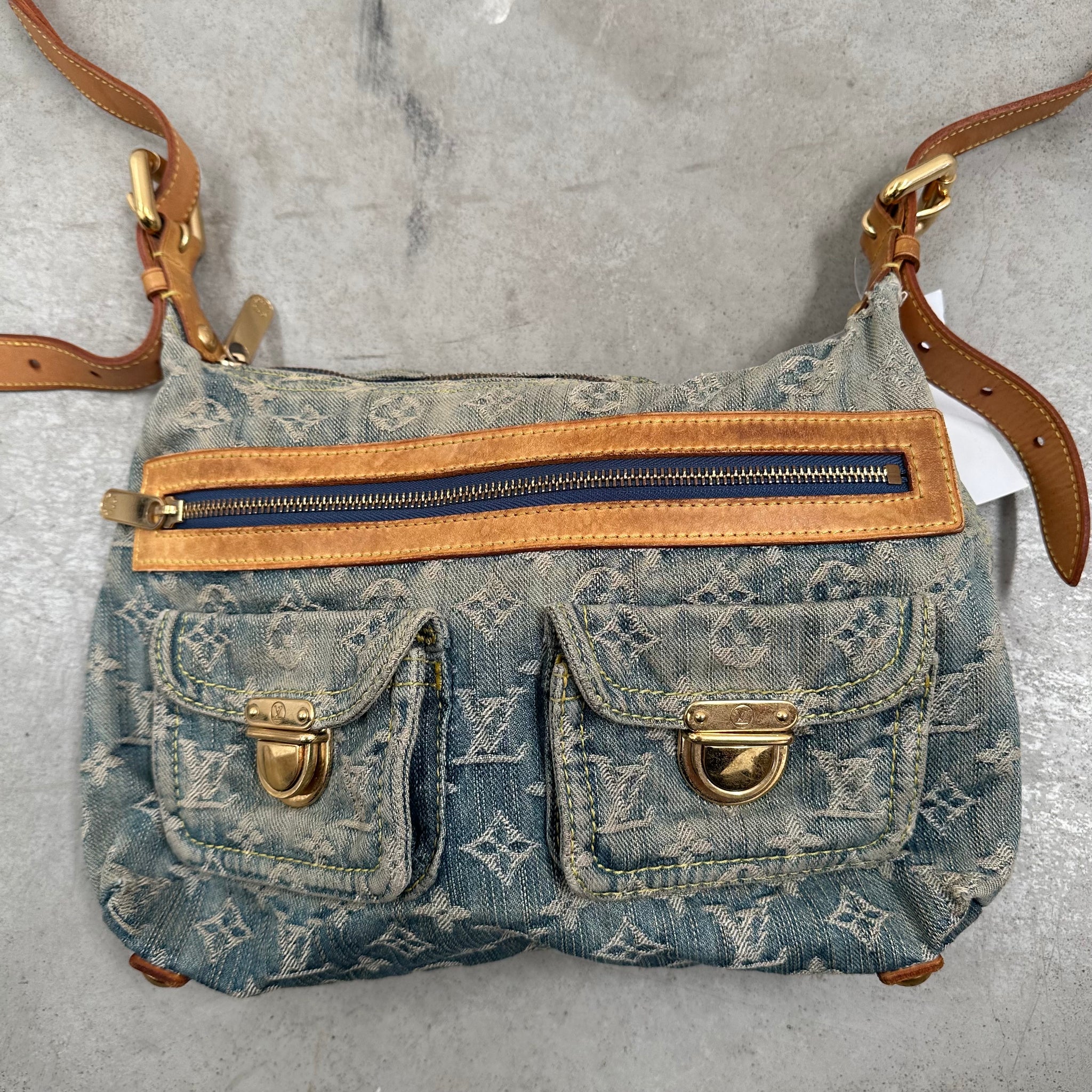 Louis Vuitton Monogram Denim Baggy PM Blue with Long Strap