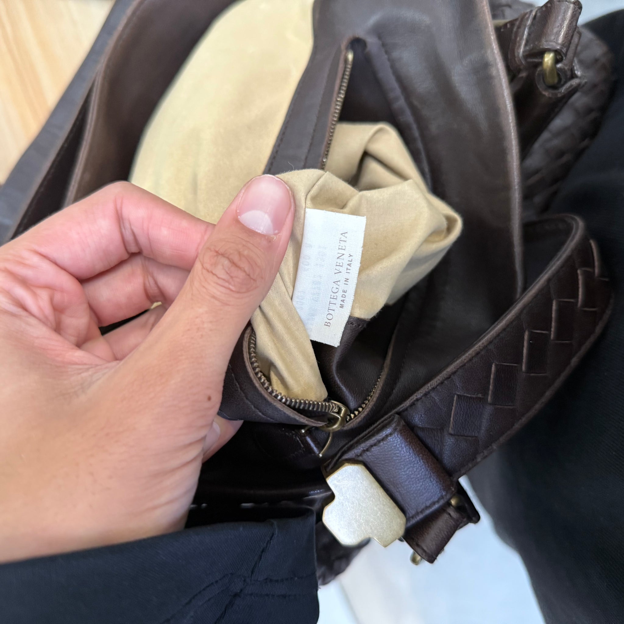 Bottega Veneta Roma Bag Intercciato Nappa Brown Hand Bag