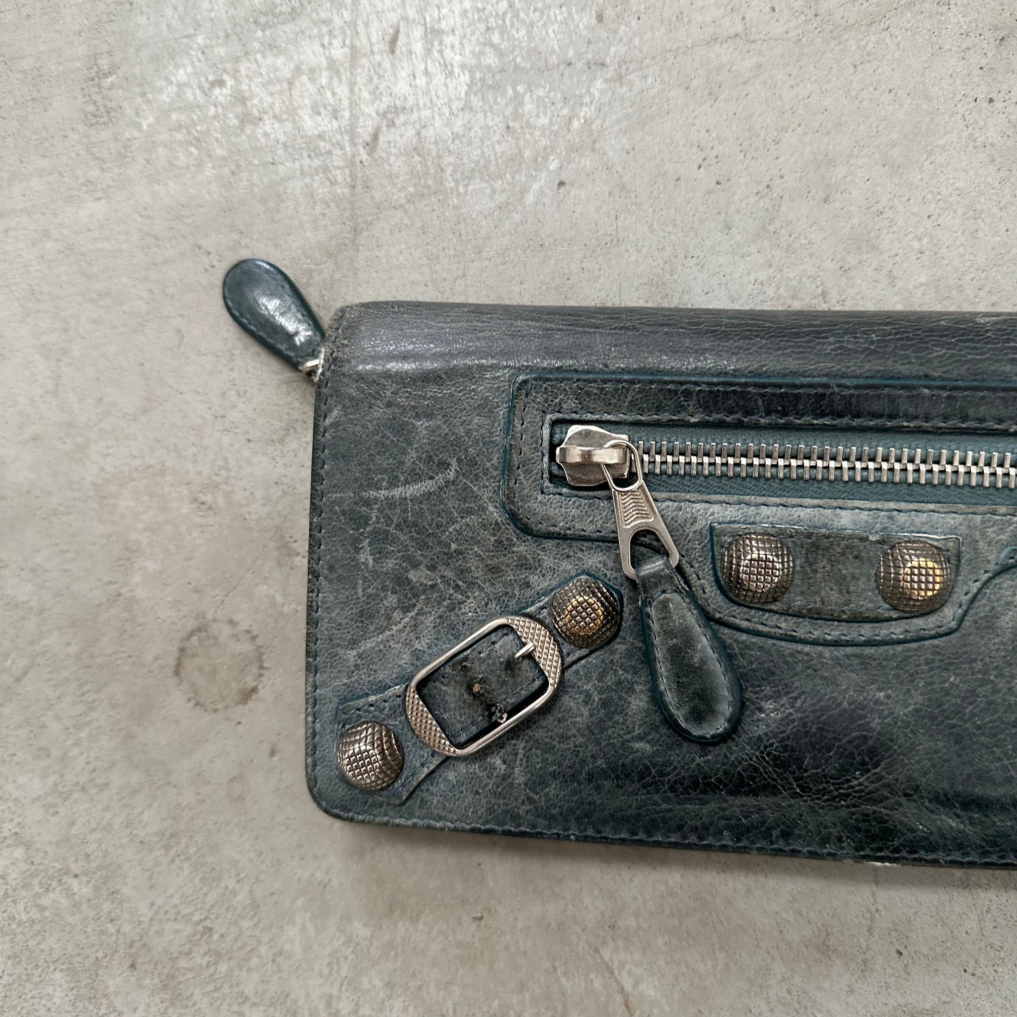 Balenciaga Green Leather City Flap Wallet