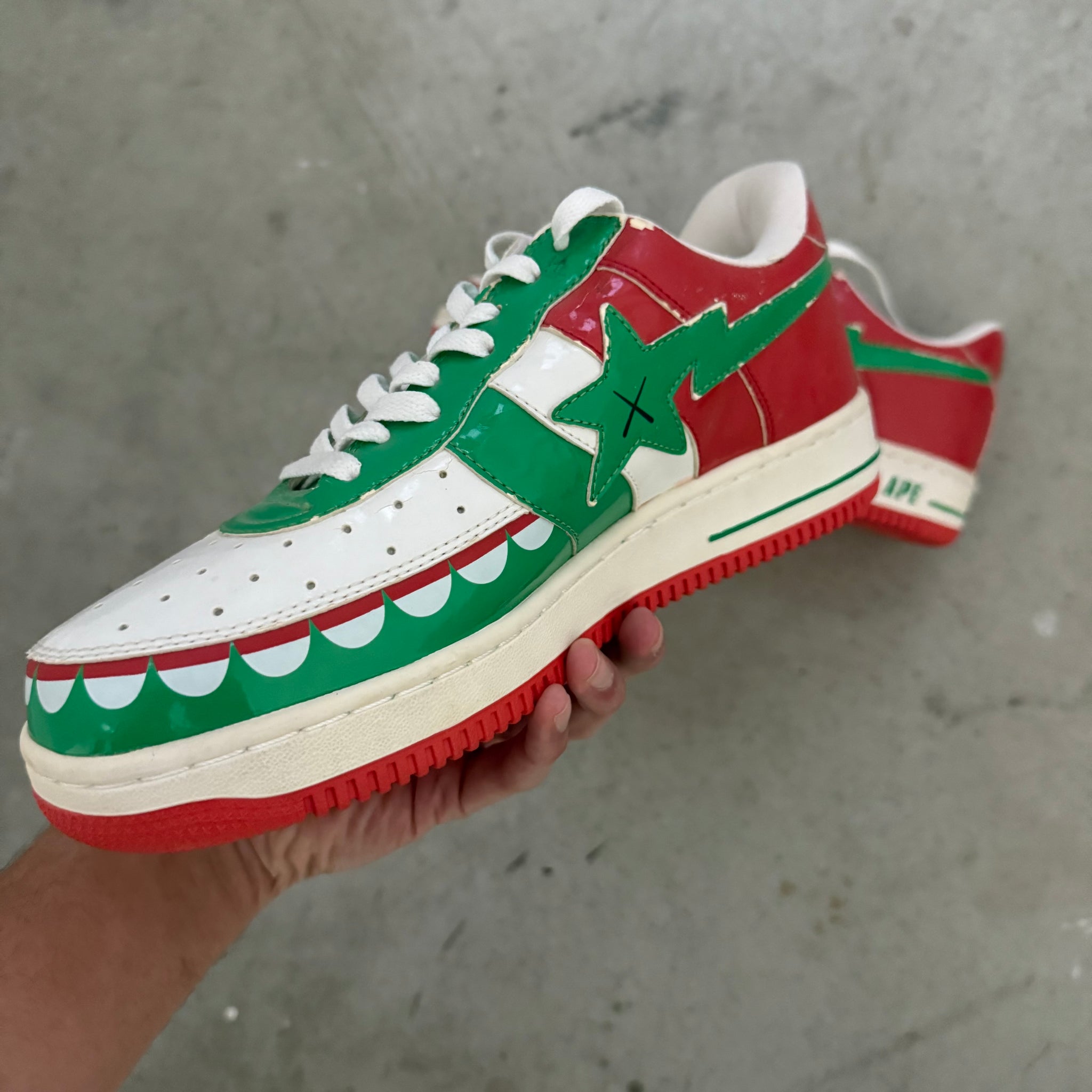 A Bathing Ape Bape Sta Low Kaws Chompers Red Green (US10)
