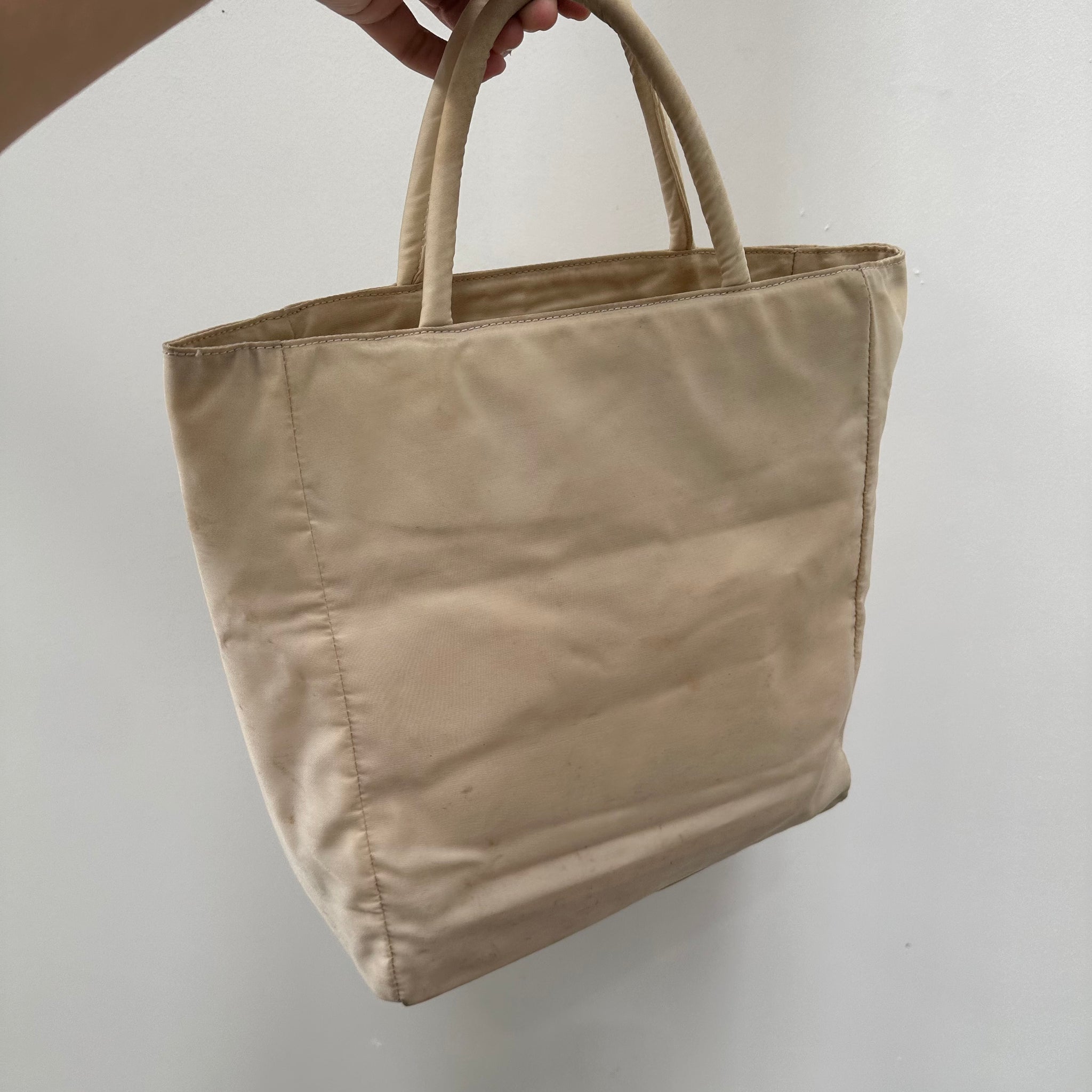 Prada  Centre Logo Tote Bag Nylon Beige