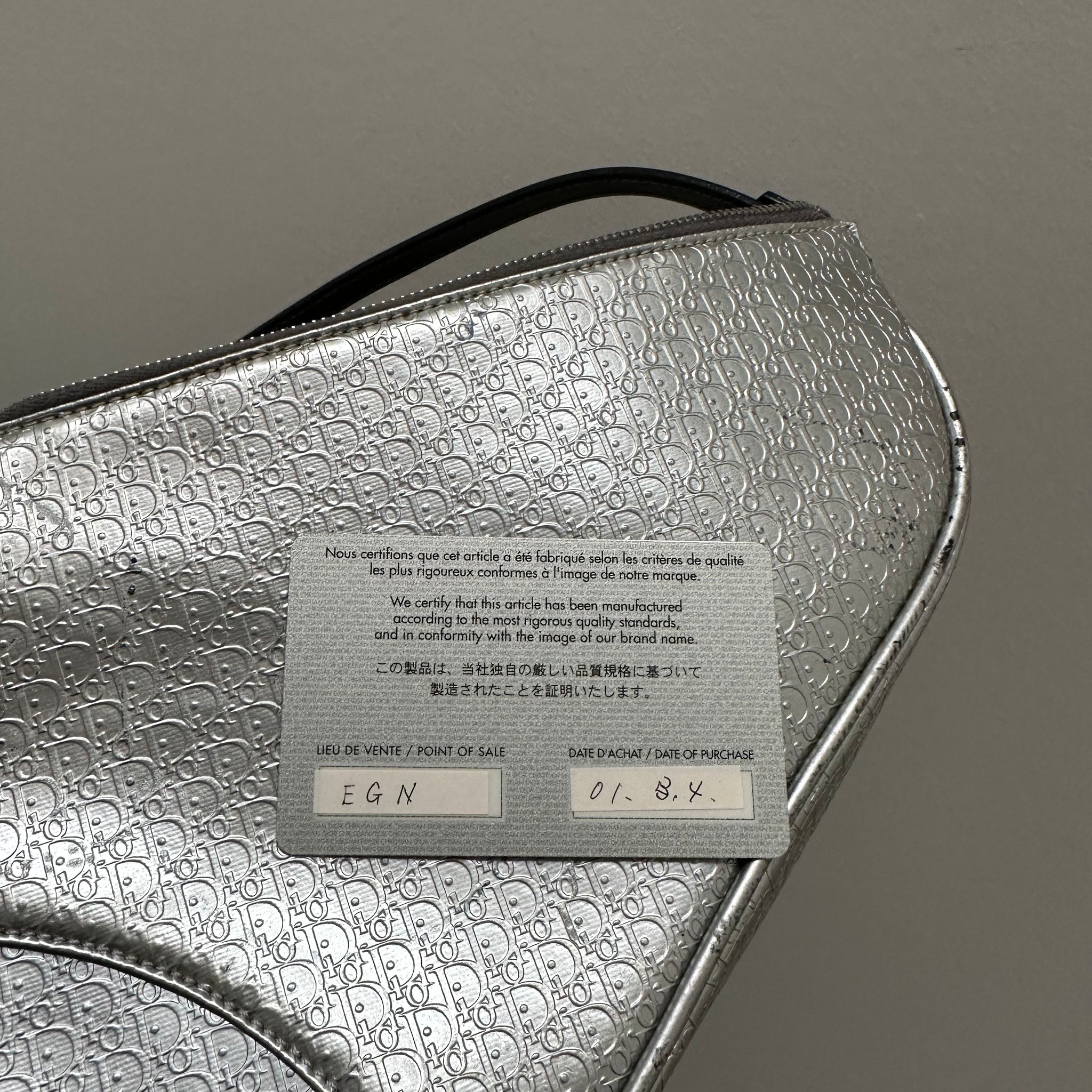 Dior Silver Oblique Matte Leather Saddle Bag
