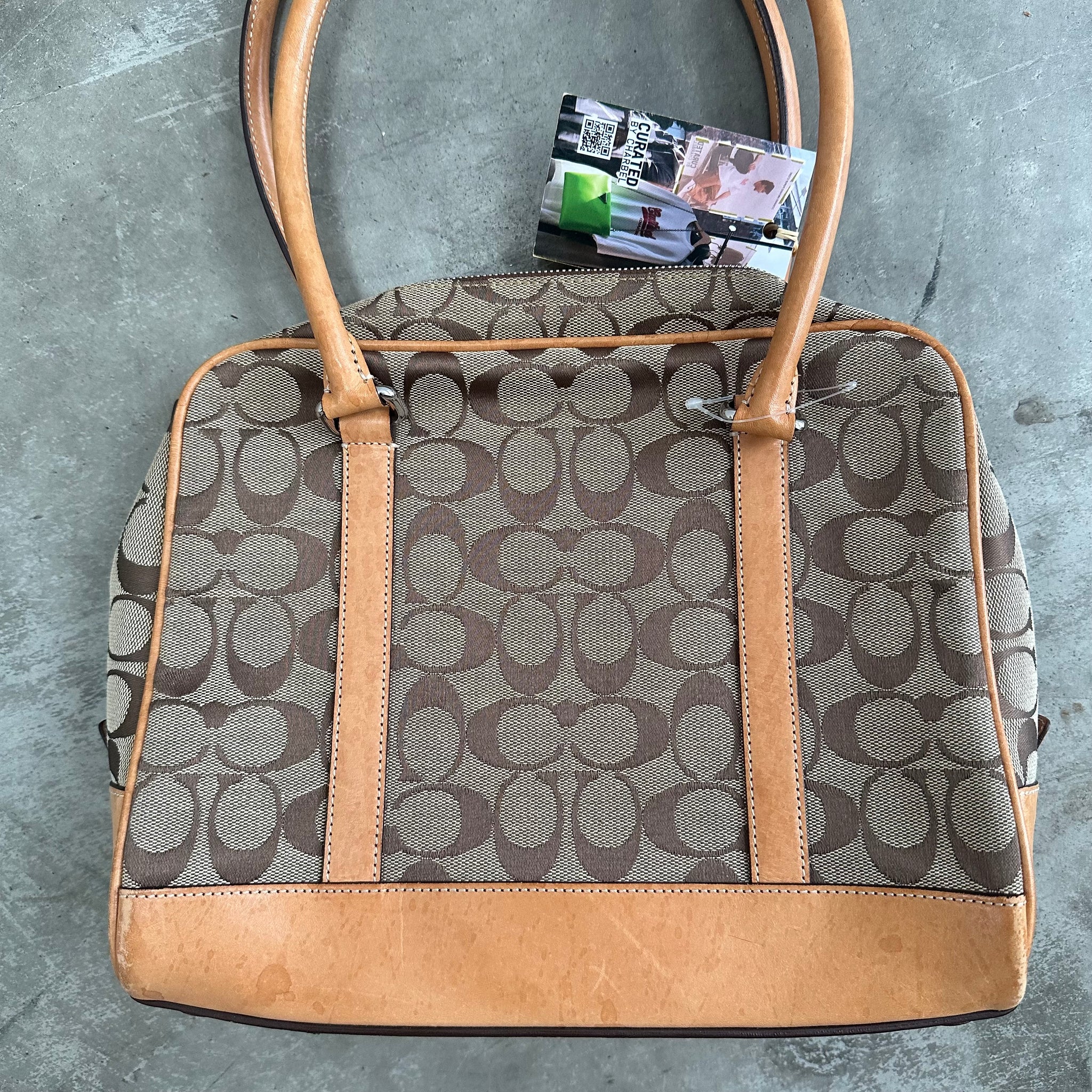 Coach Signature Hand Bag Beige