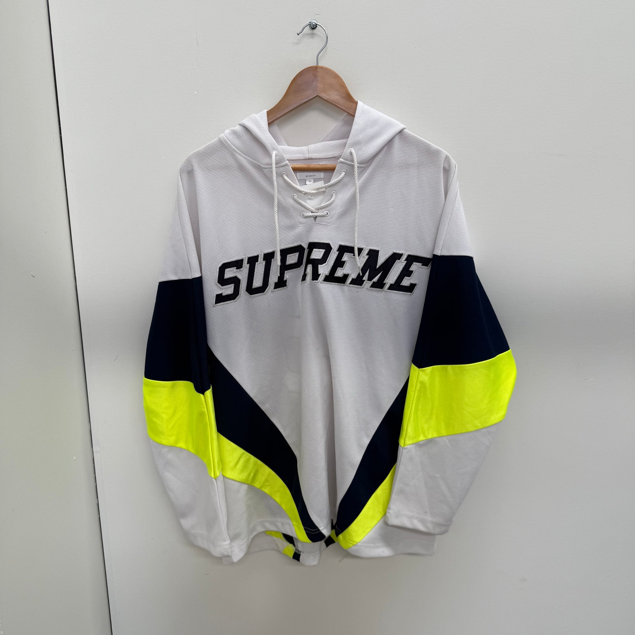 Supreme Hooded Hockey Jersey Shirt Hoodie White (Size M)