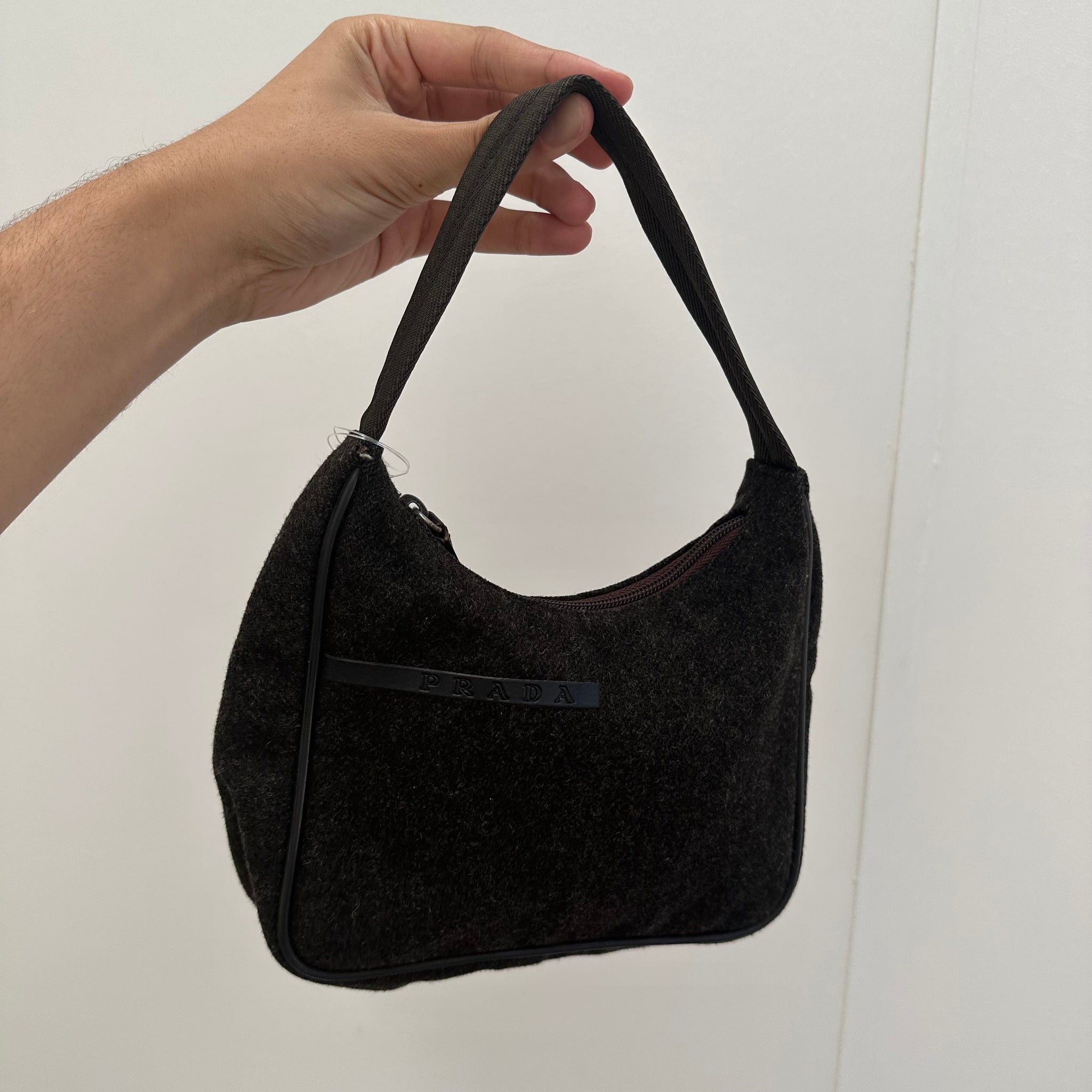 Prada Wool Black Hobo Bag