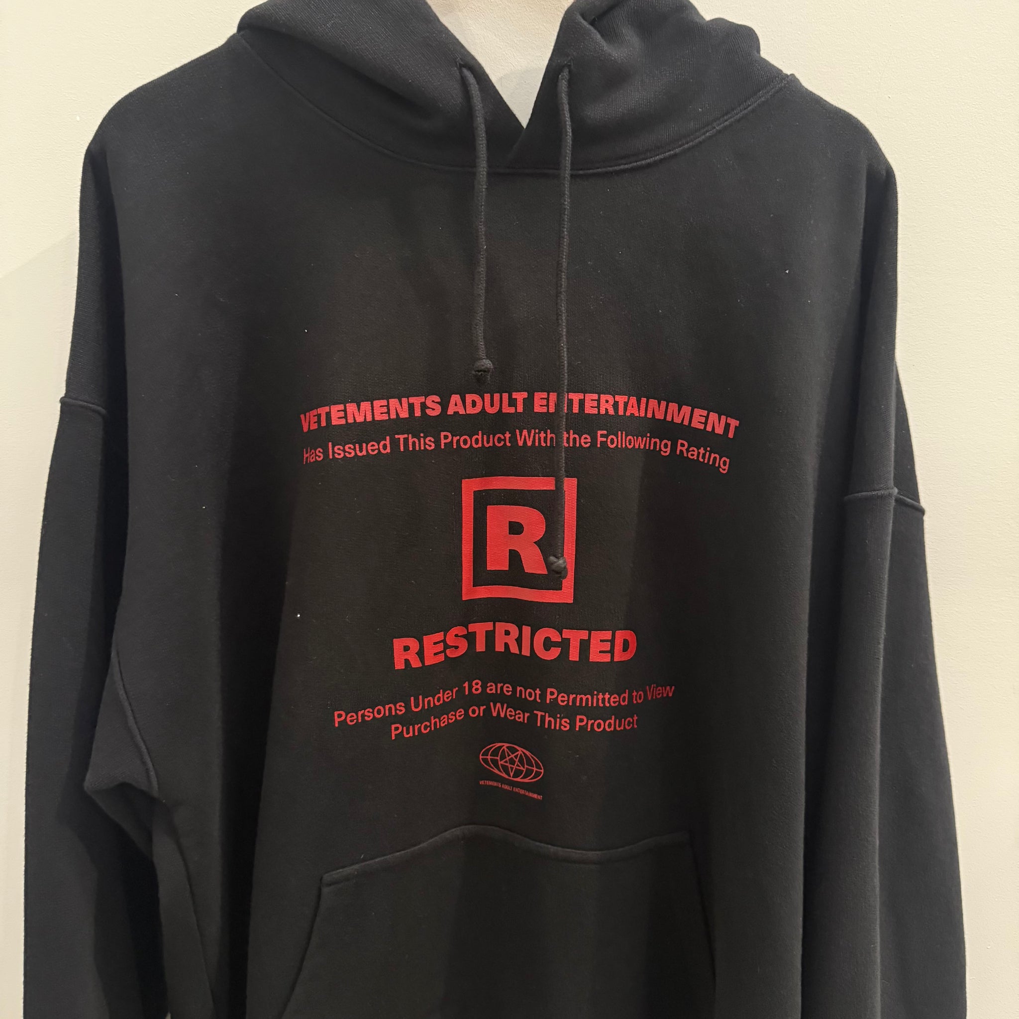 Vetements Restricted Rated R Oversized Black Hoodie (fits L-XL)