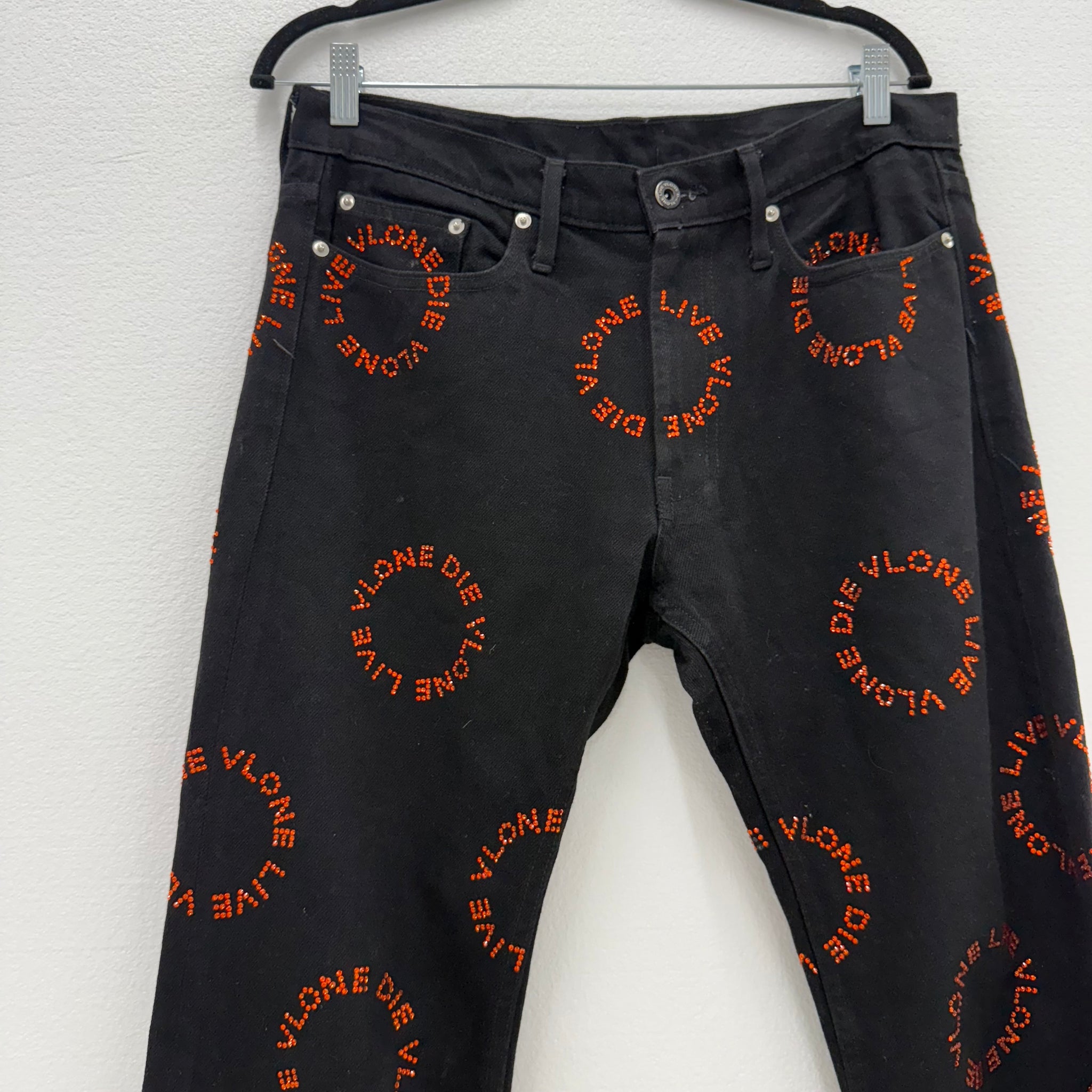 Vlone Rhinestone Jeans Black W32