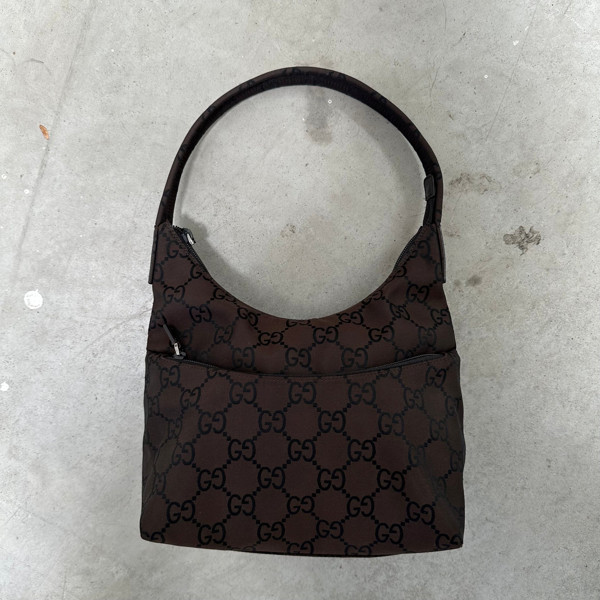 Gucci GG Print Shoulder Bag Brown