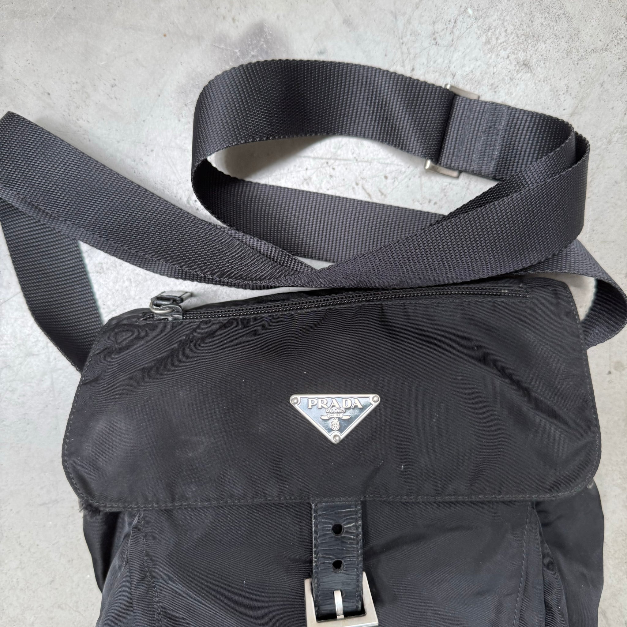 Prada Black Crossbody/Messenger Front Buckle Bag