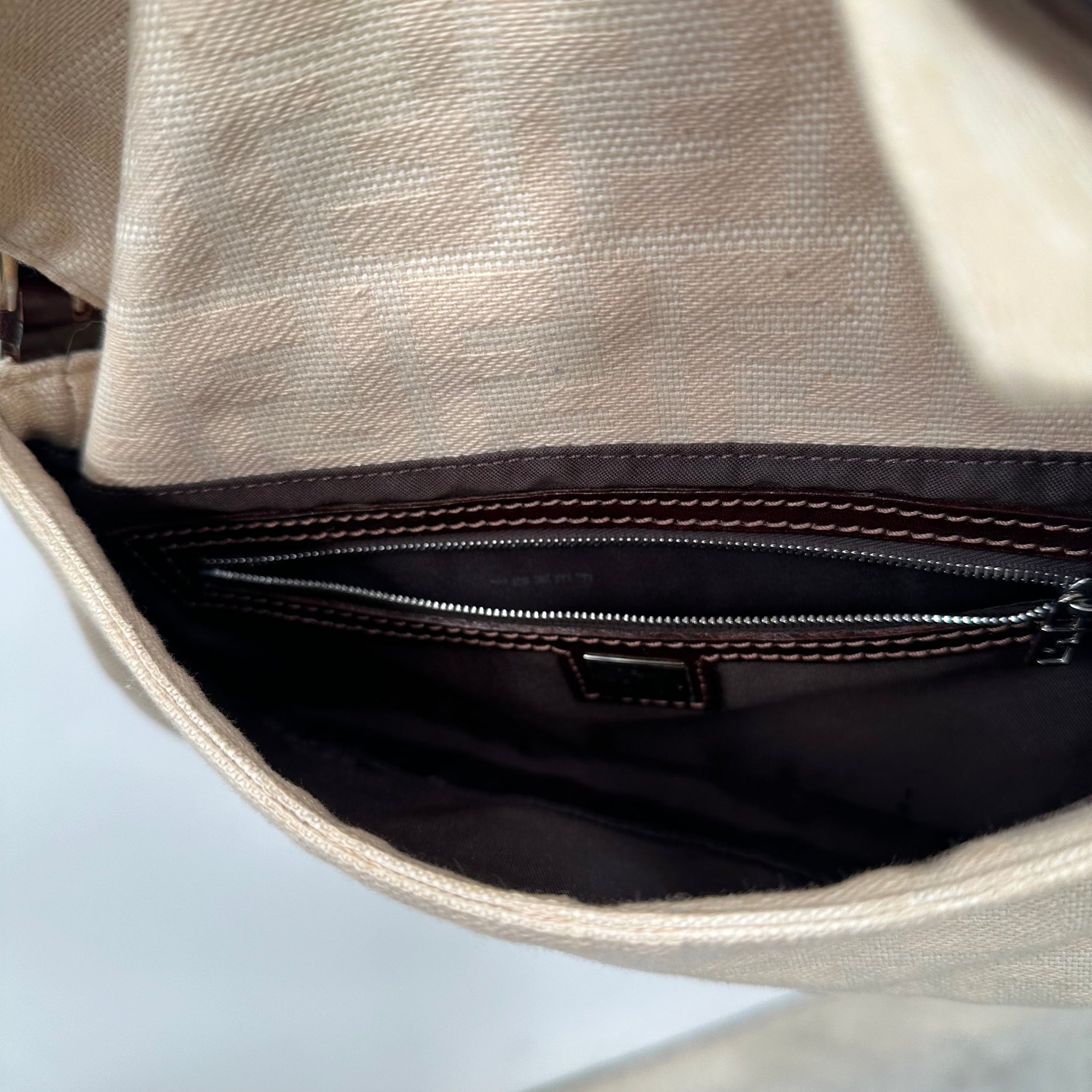 Fendi Cream Baguette Shoulder Bag
