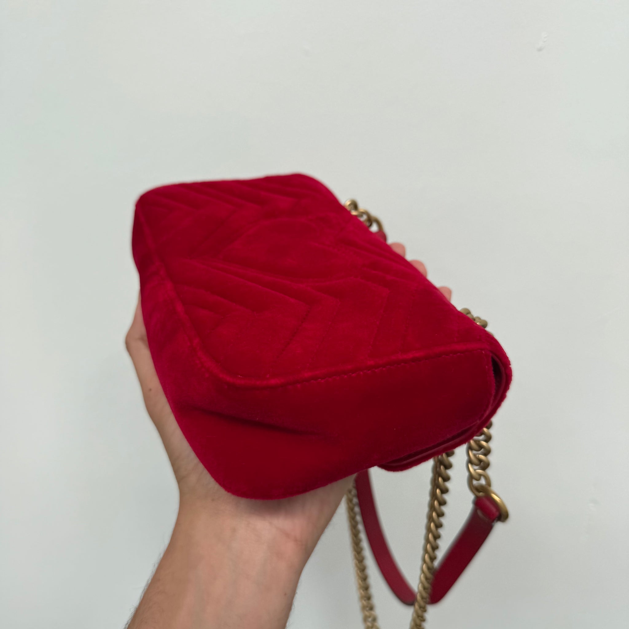 Gucci Marmont Red Velvet Shoulder Bag