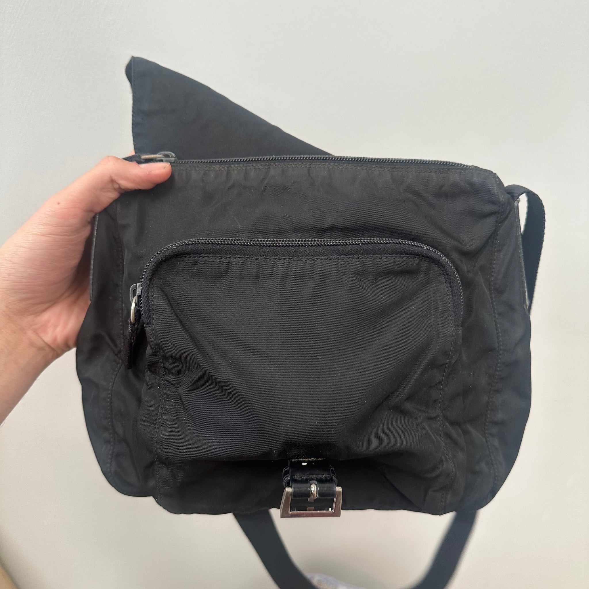 Prada Black Crossbody/Messenger Front Buckle Bag