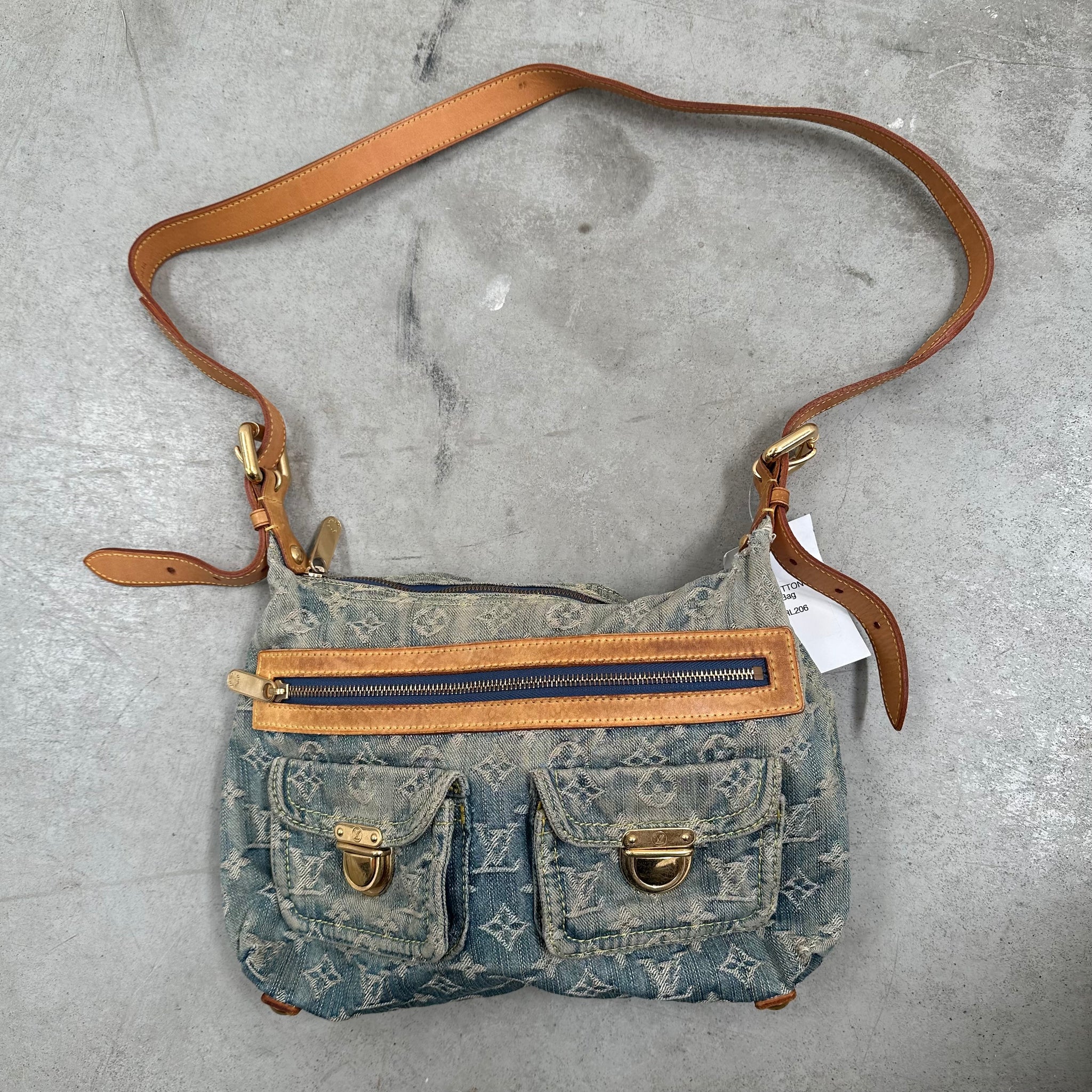 Louis Vuitton Monogram Denim Baggy PM Blue with Long Strap