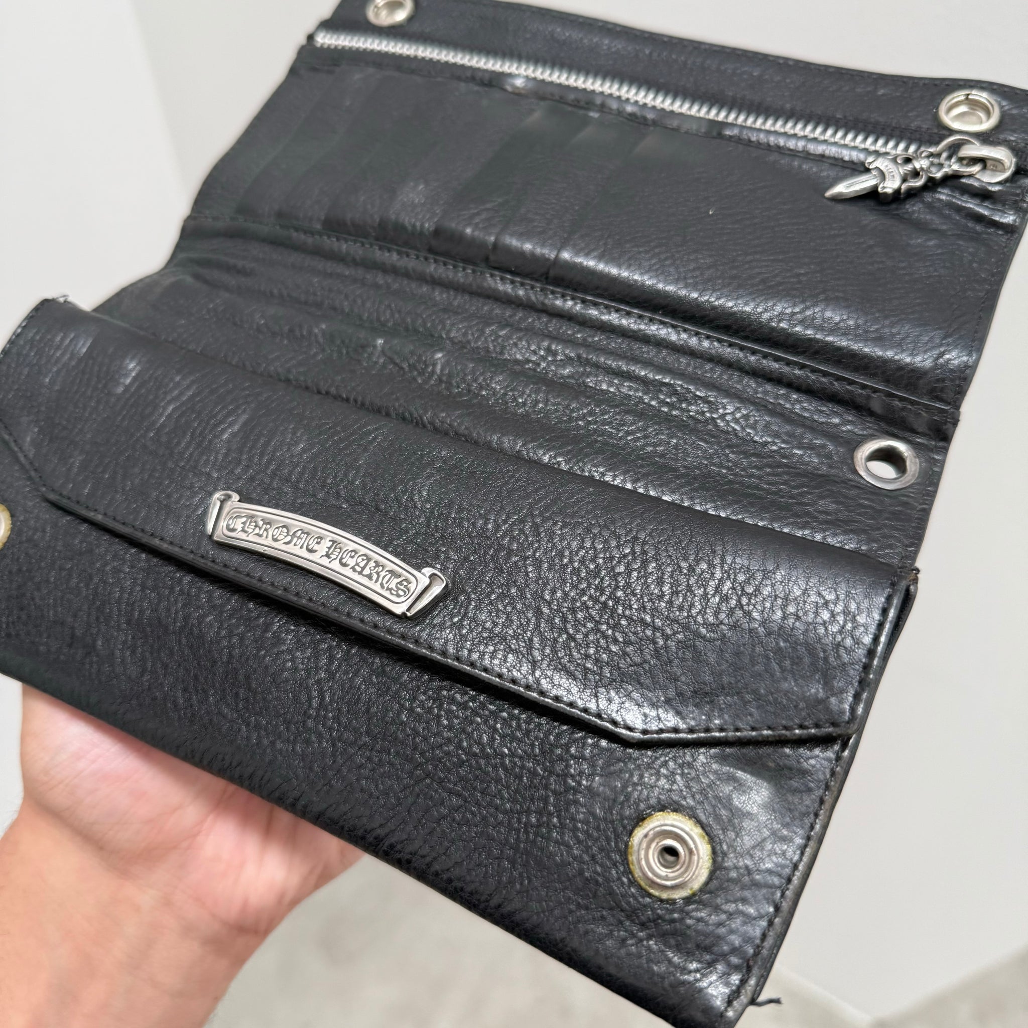 Chrome Hearts Double Button Snap Wallet Black
