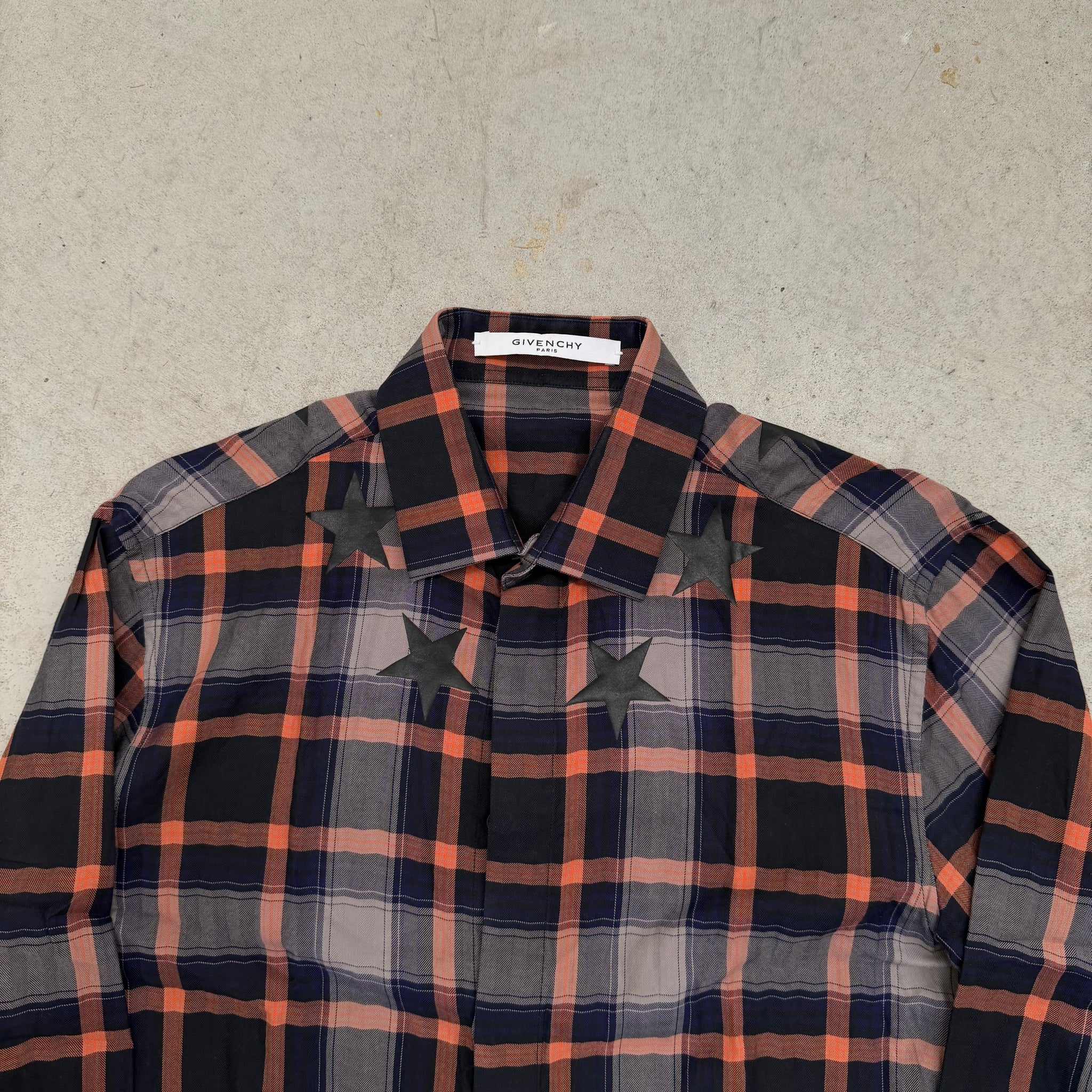 Givenchy Star Print Button Up Shirt Blue/Orange (fits S)