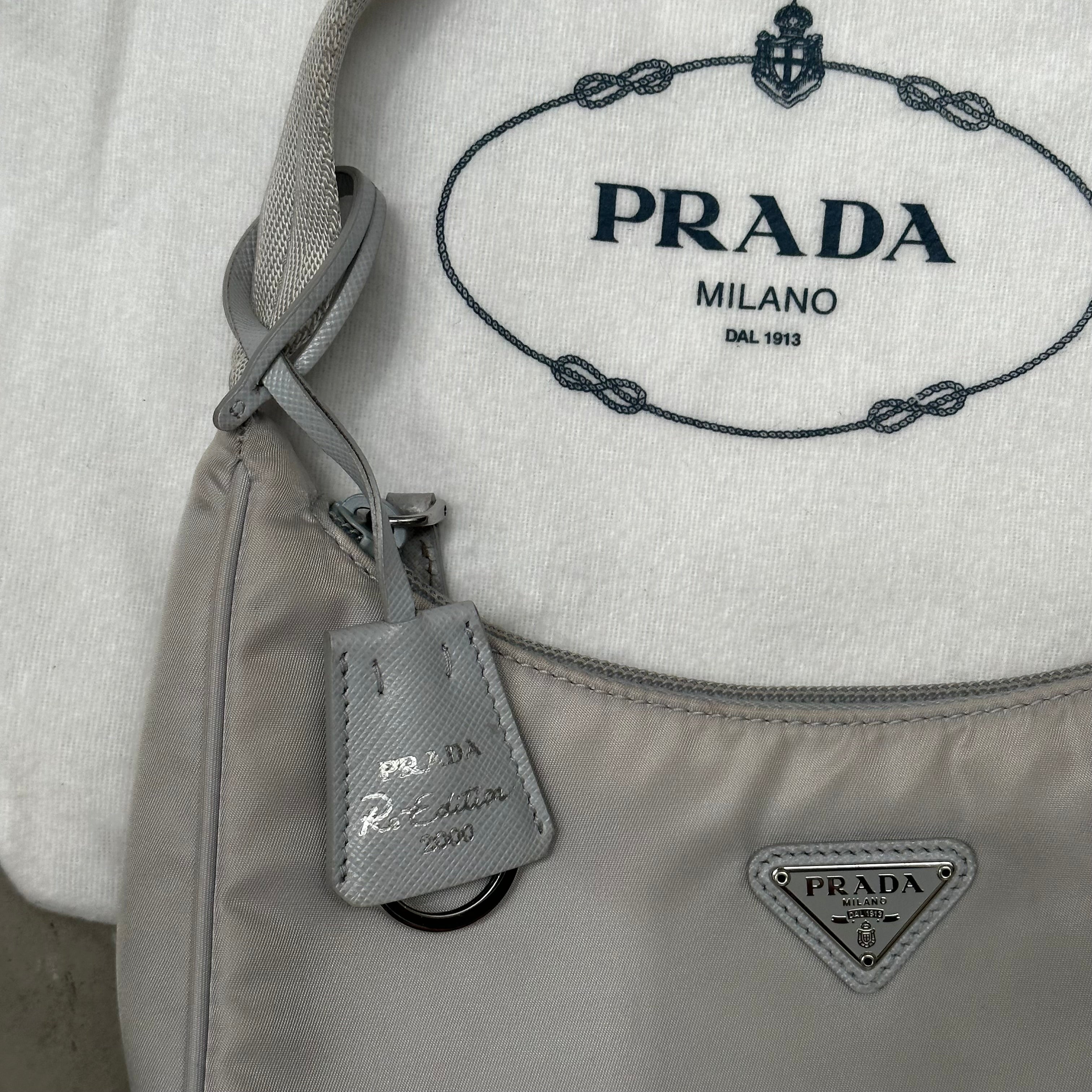 Prada Re-Edition 2000 Nylon Mini Bag (Grey/Light Blue)