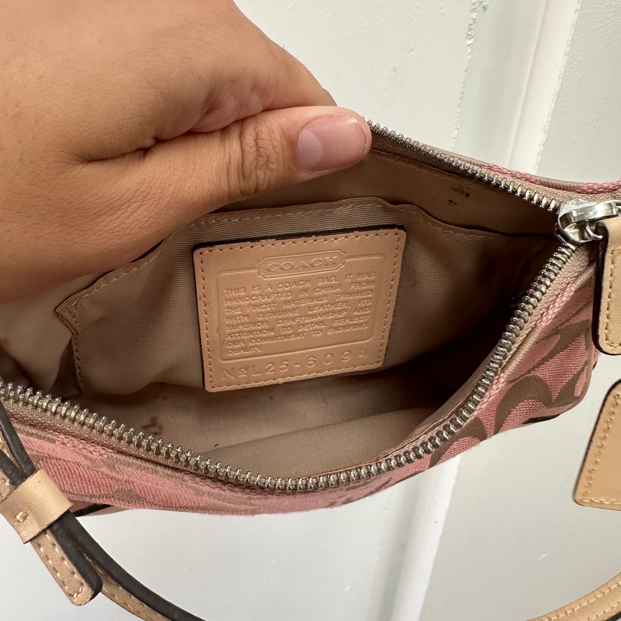 Coach Logo Print Pink Pochette Bag