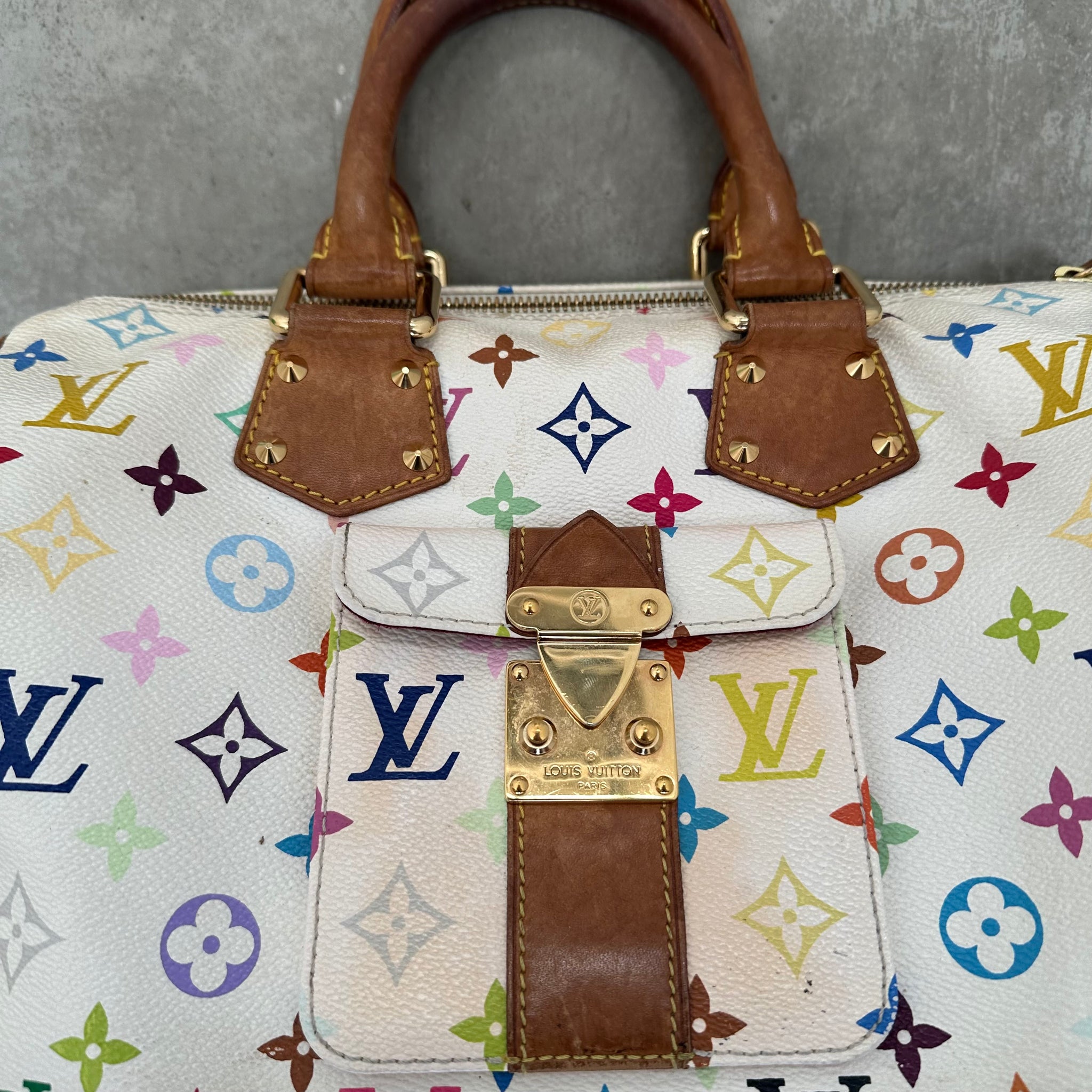 Louis Vuitton Takashi Murakami Speedy 30 Handbag Multicolour/White