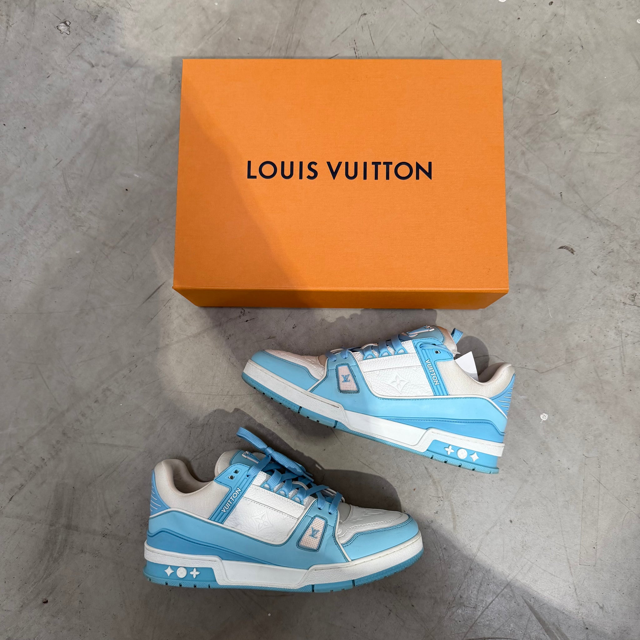 Louis Vuitton LV Trainer Sneakers White Blue (fits US11-11.5)