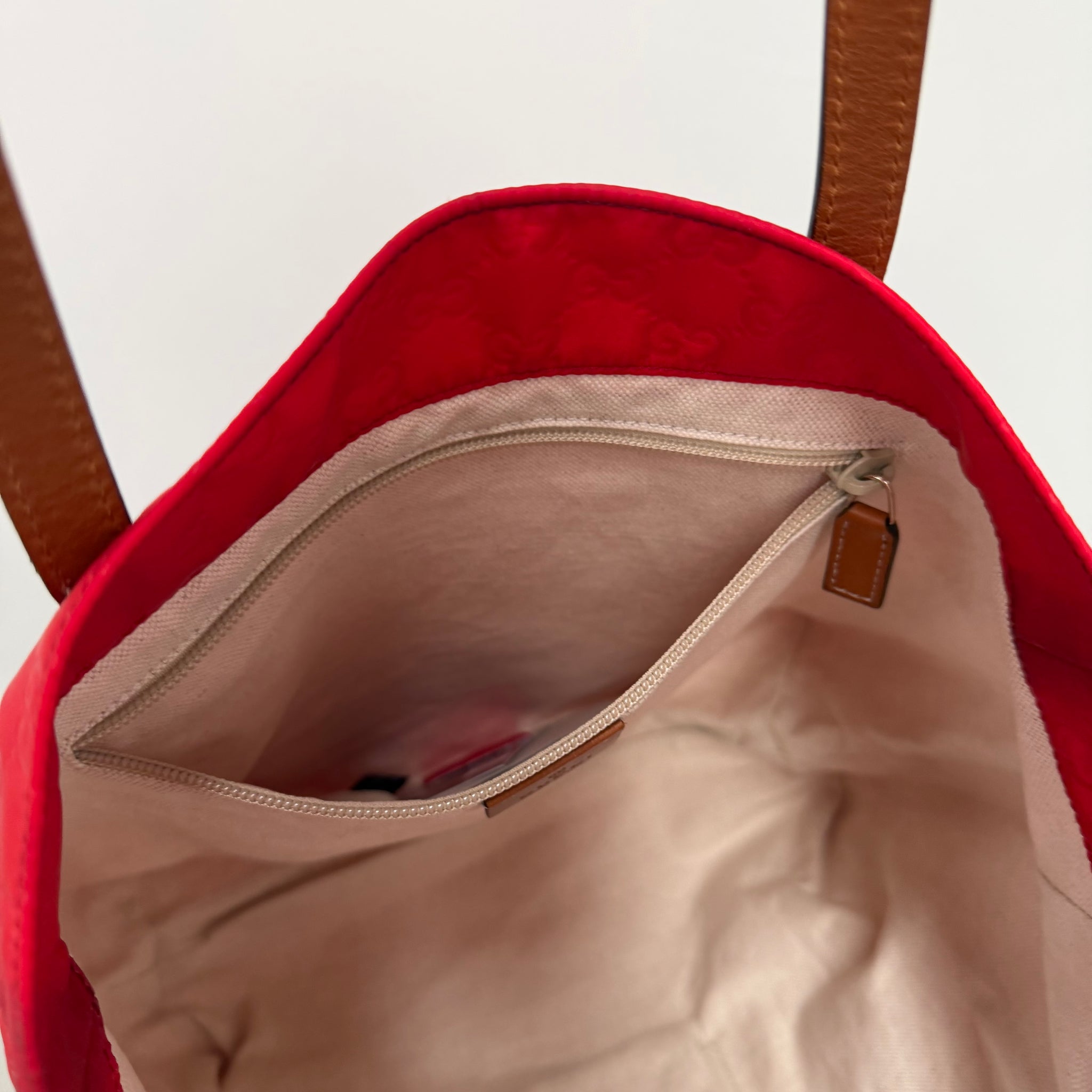 Gucci GG Print Nylon Red Tote Bag