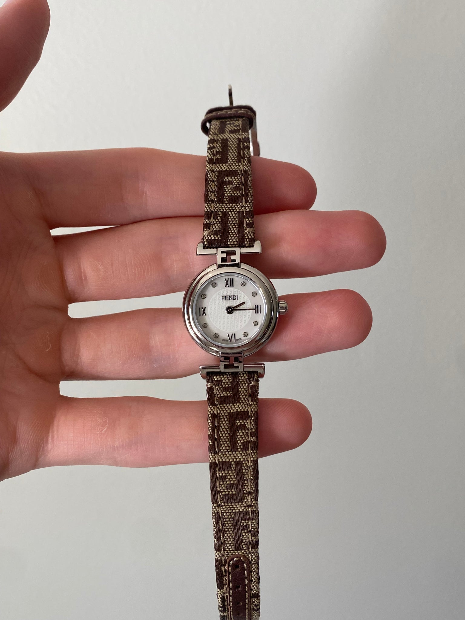 Fendi 90s Vintage Circle Mother of Pearl Dial Watch