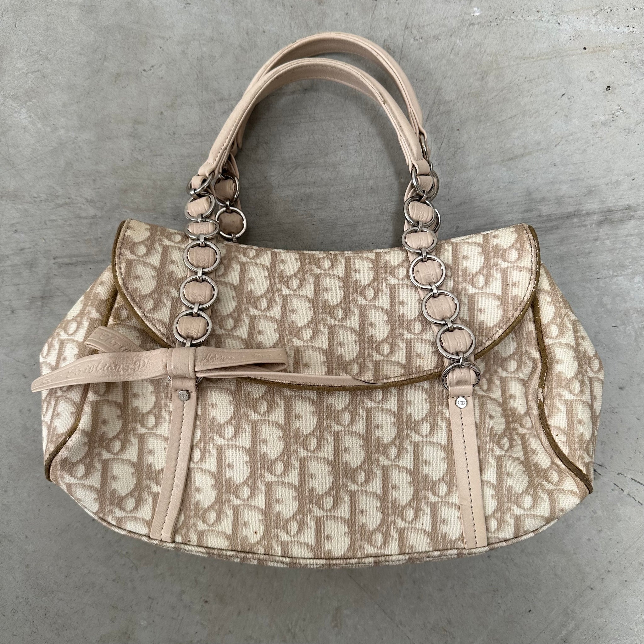 Christian Dior PVC and Leather Beige Romantic Shoulder Bag