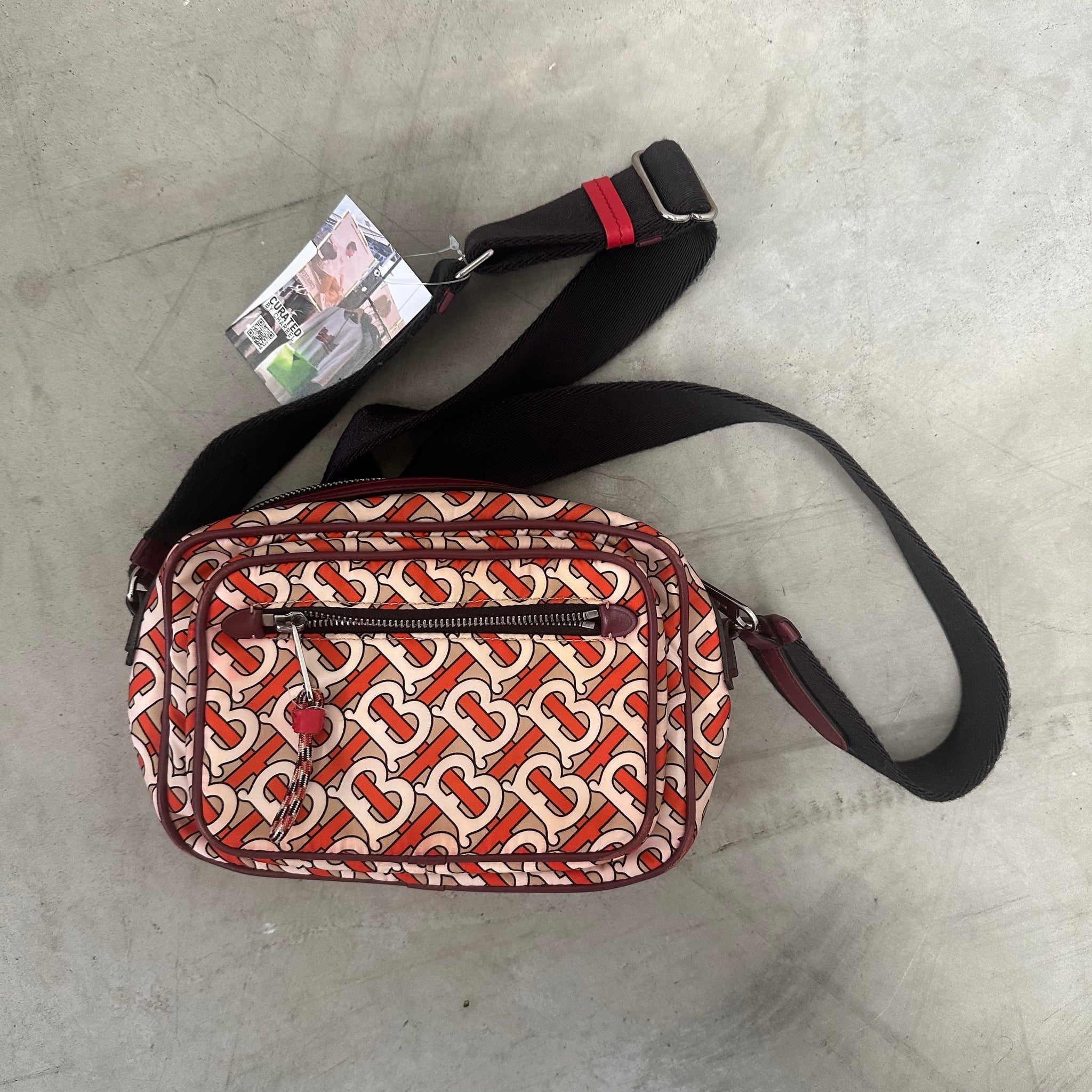 Burberry Orange Nylon Monogram Crossbody / Shoulder Bag