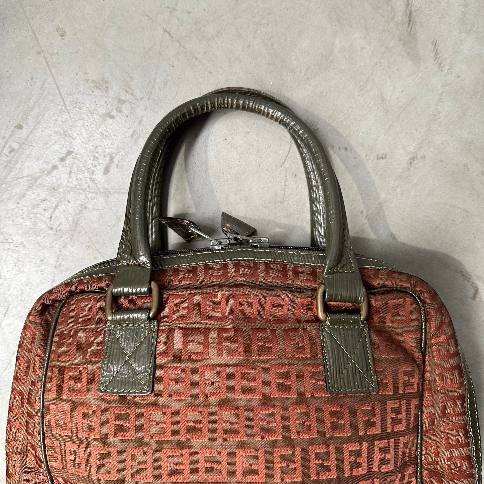 Fendi Mini F Zucchino Canvas Hand Bag Brown